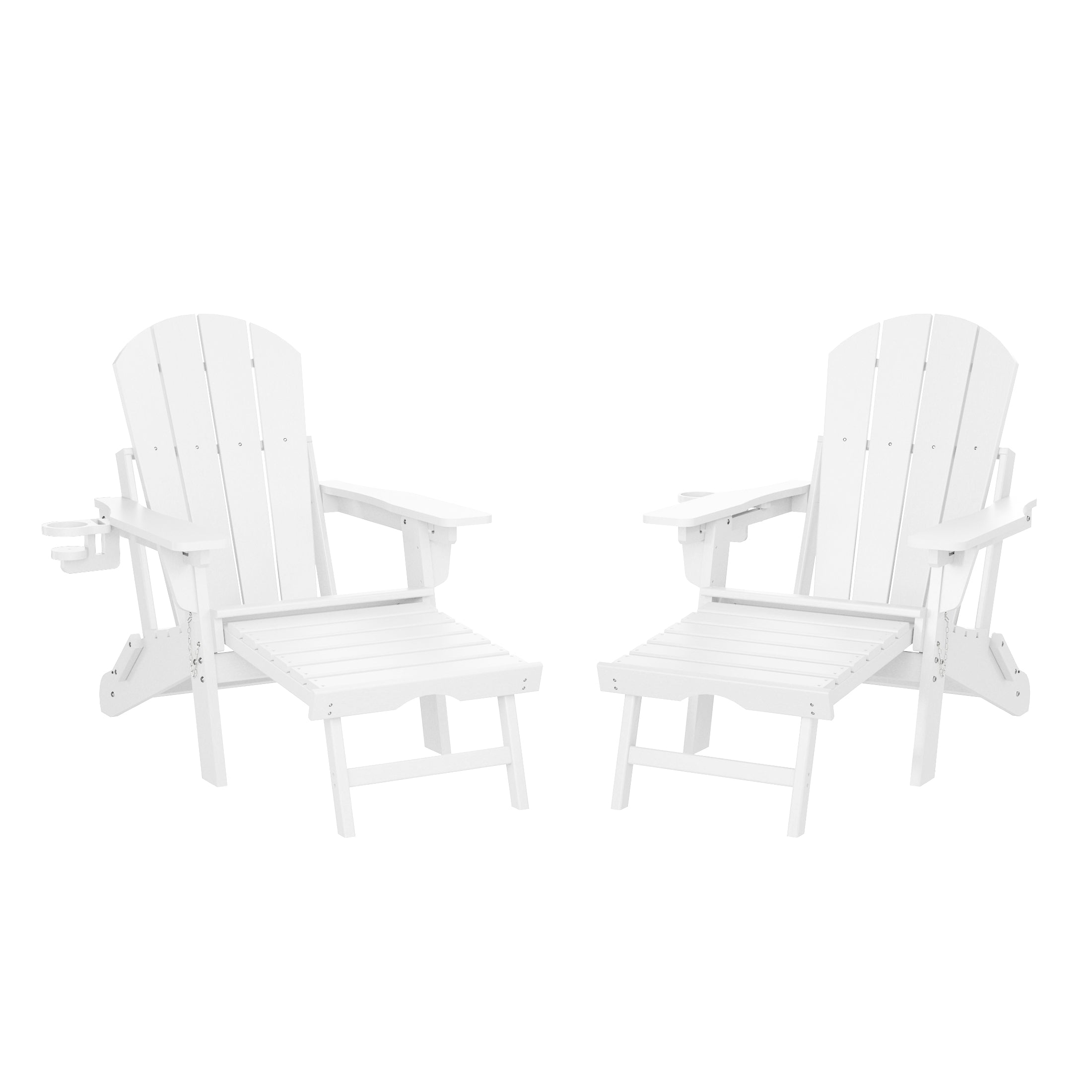 Paradise Folding Adjustable Adirondack Chair with Retractable Ottoman and Cup Holder (Set of 2)