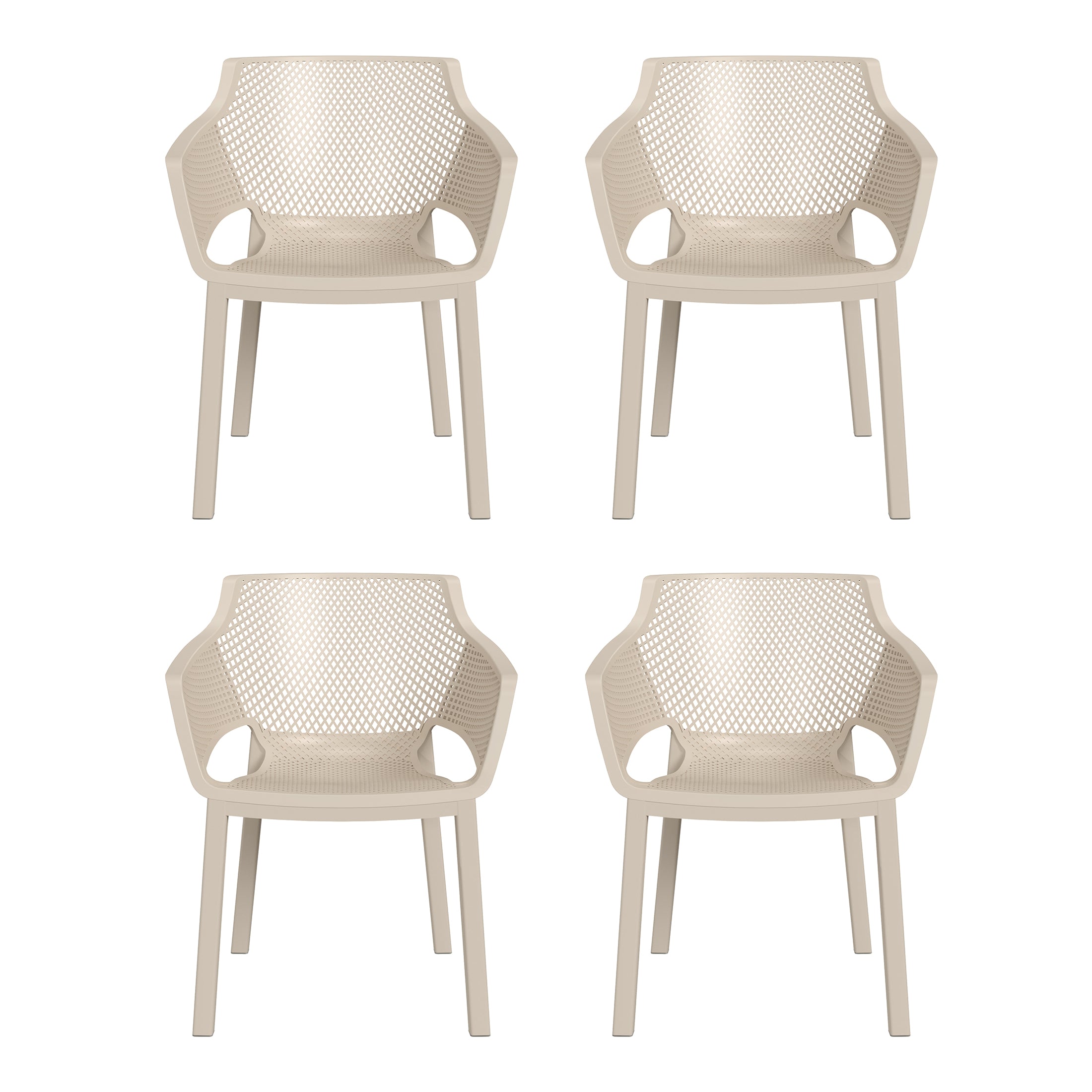 Sunshine Outdoor Modern Stackable Plastic Resin Patio Dining Armchair (Set of 4)