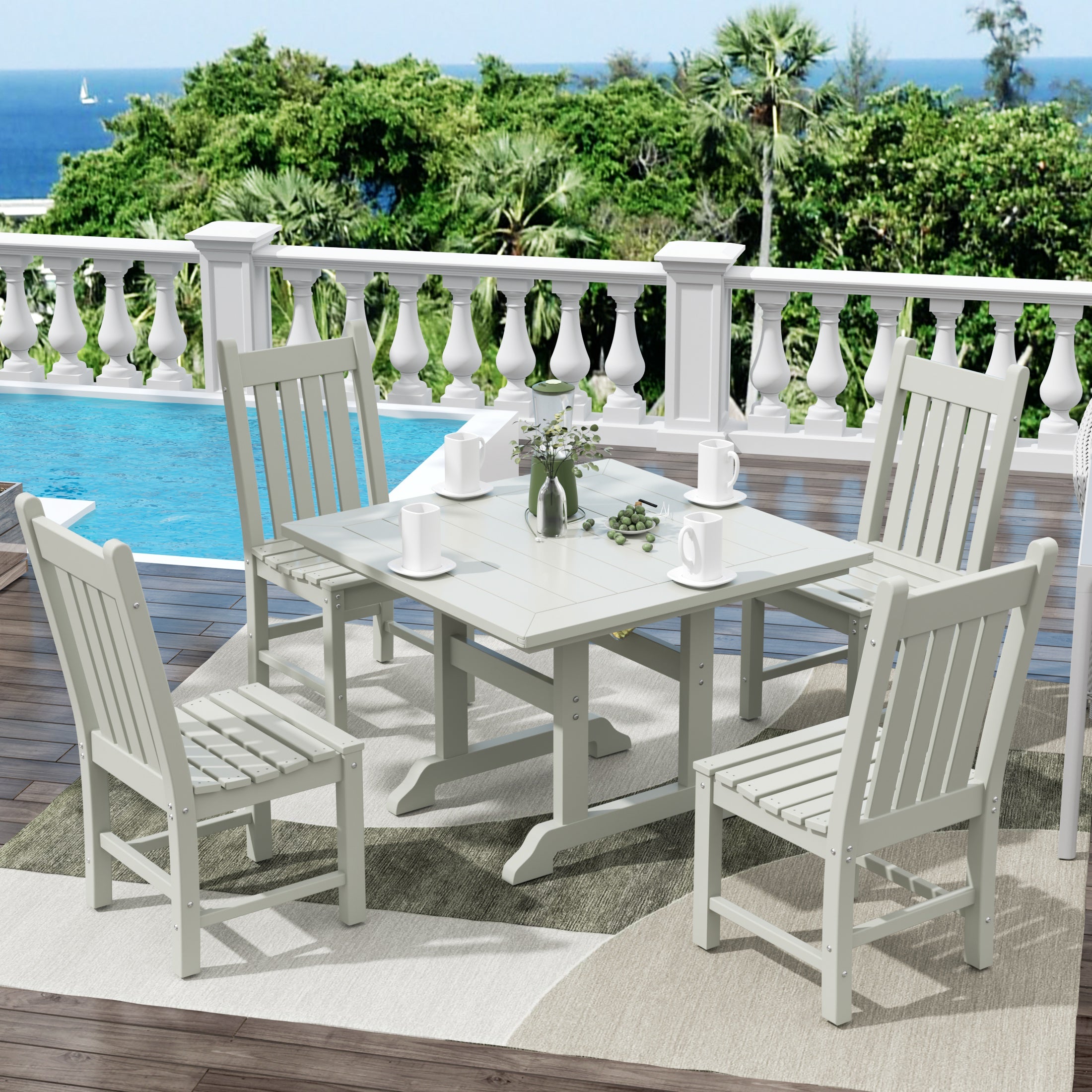 Paradise 5 Piece Outdoor Patio Dining Set Outdoor Square Table and Chair Set