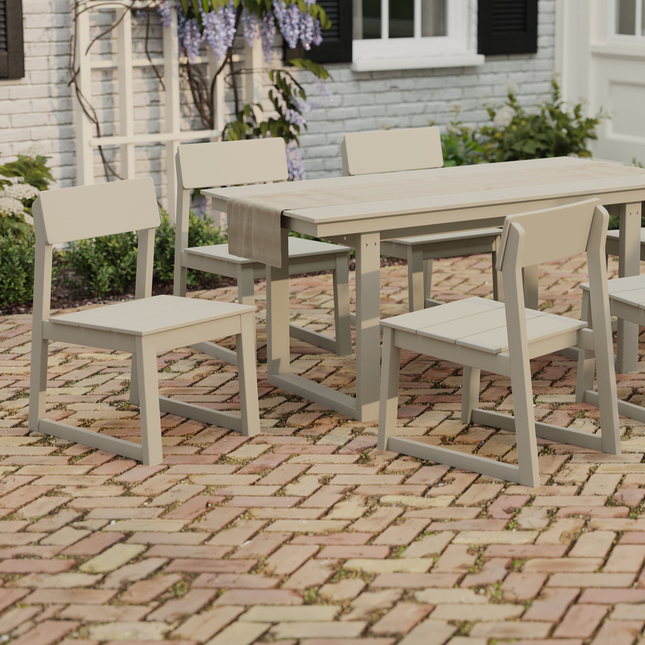 Cambria Modern HDPE Outdoor Armless Patio Dining Chairs (Set of 2)