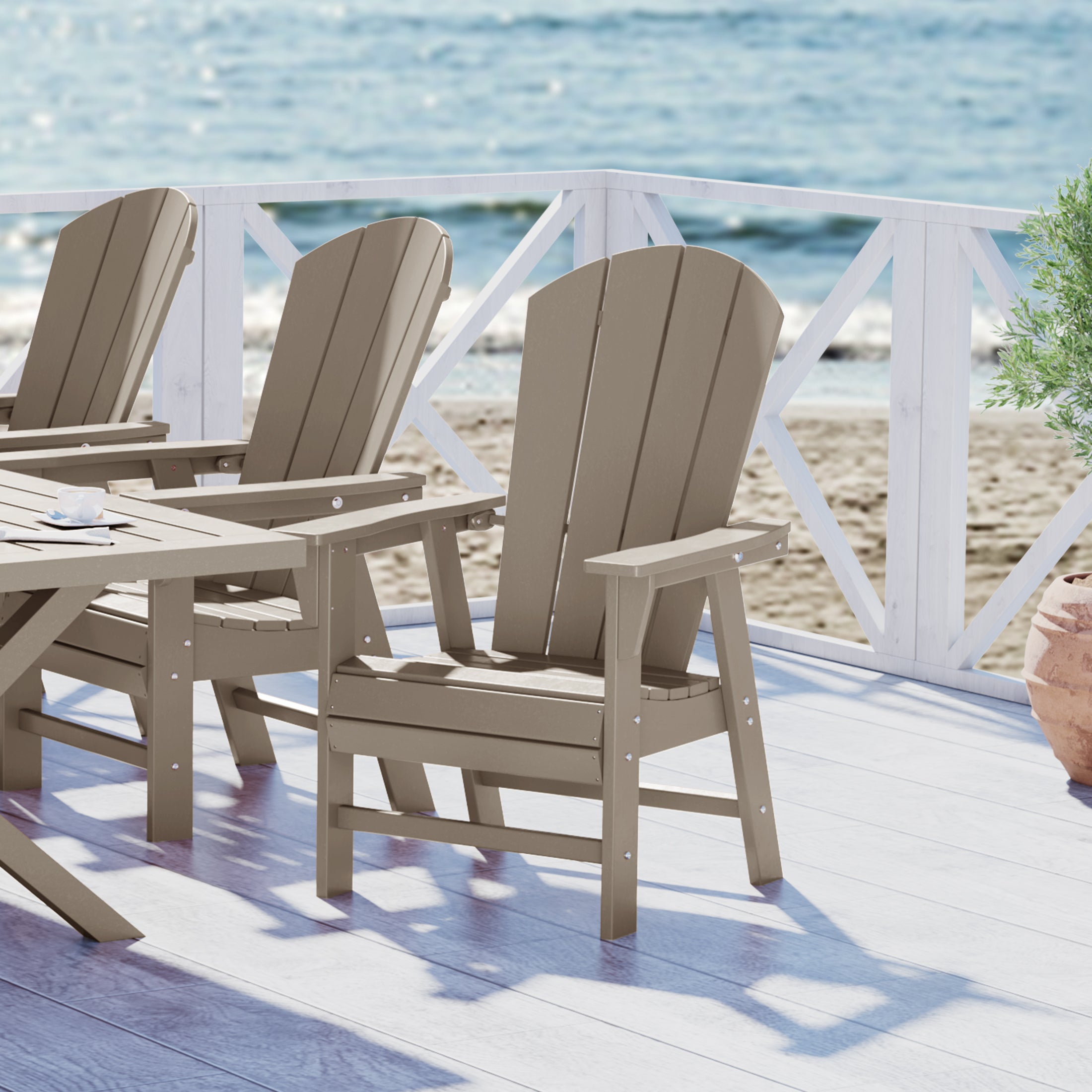 Paradise Malibu Outdoor Patio HDPE Plastic Adirondack Dining Chair