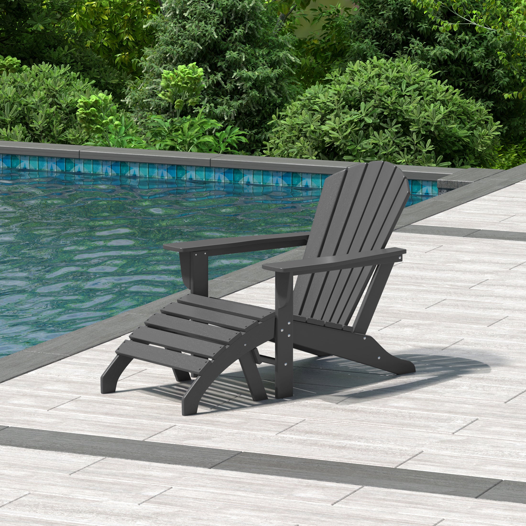 Portside Outdoor Adirondack Chair With Ottoman 2-Piece Set