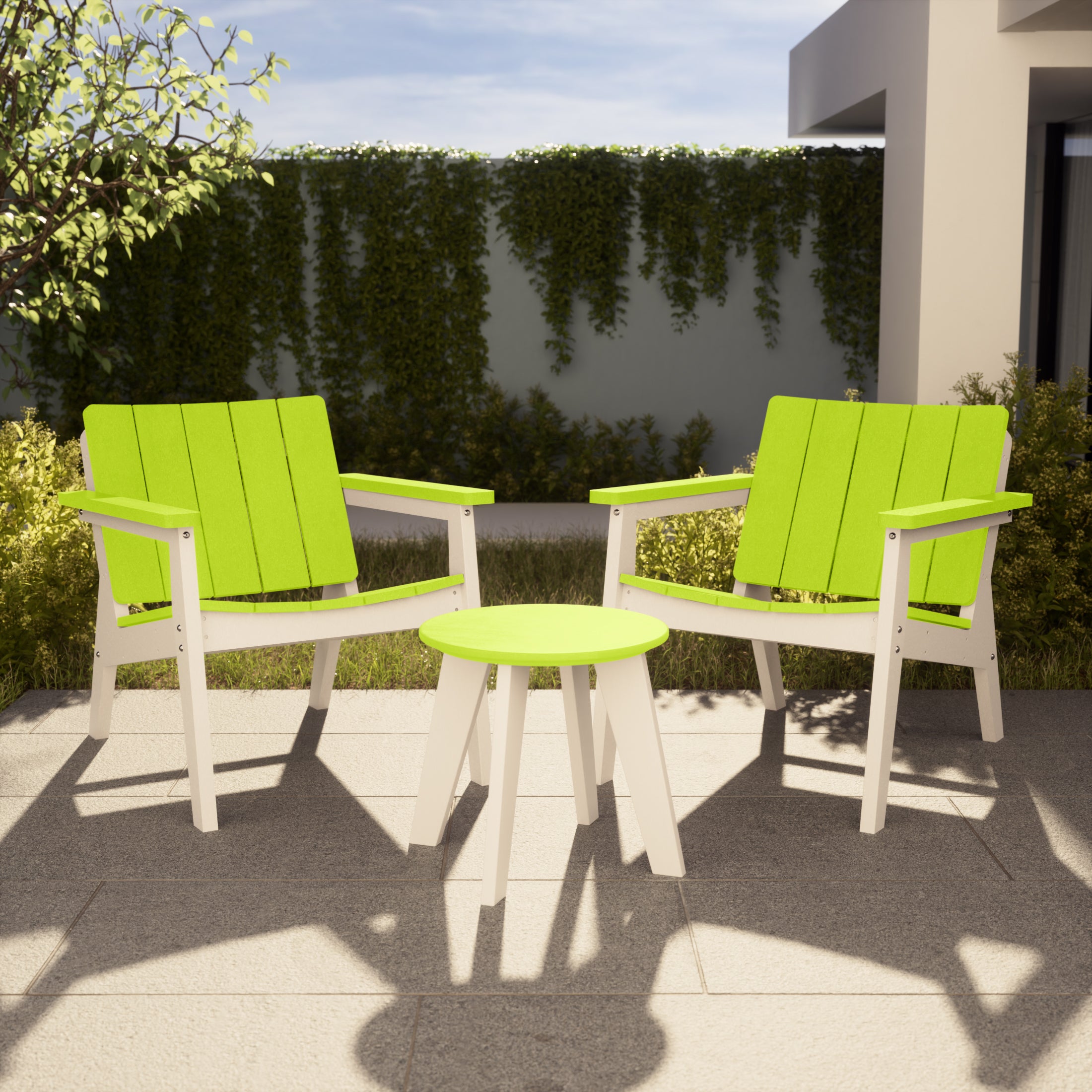 Seaside Outdoor HDPE Modern Patio Club Armchairs (Set of 2)