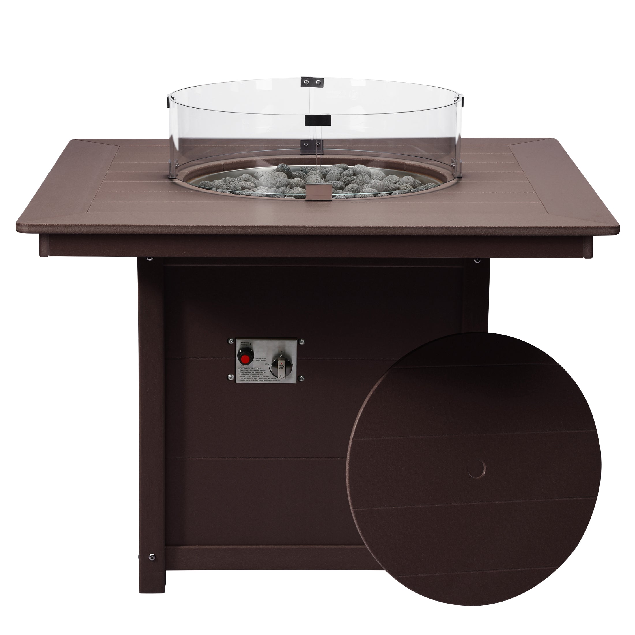 Sol Modern Outdoor Patio Propane 42" Square Fire Pit Table