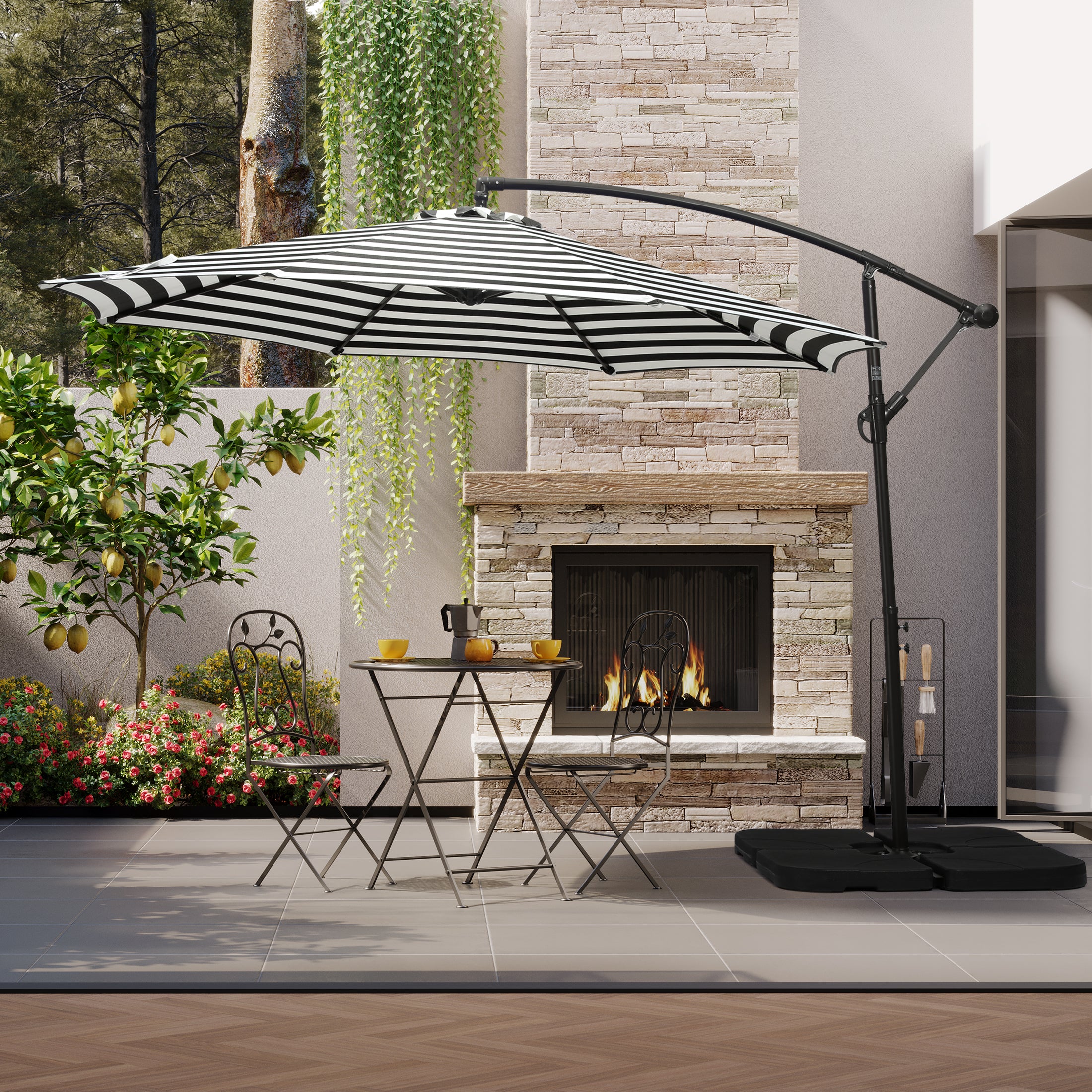 Elm 10 ft. Outdoor / Patio Cantilever Hanging Umbrella - Dark Green Elm 10 ft. Outdoor / Patio Cantilever Hanging Umbrella - Dark Green