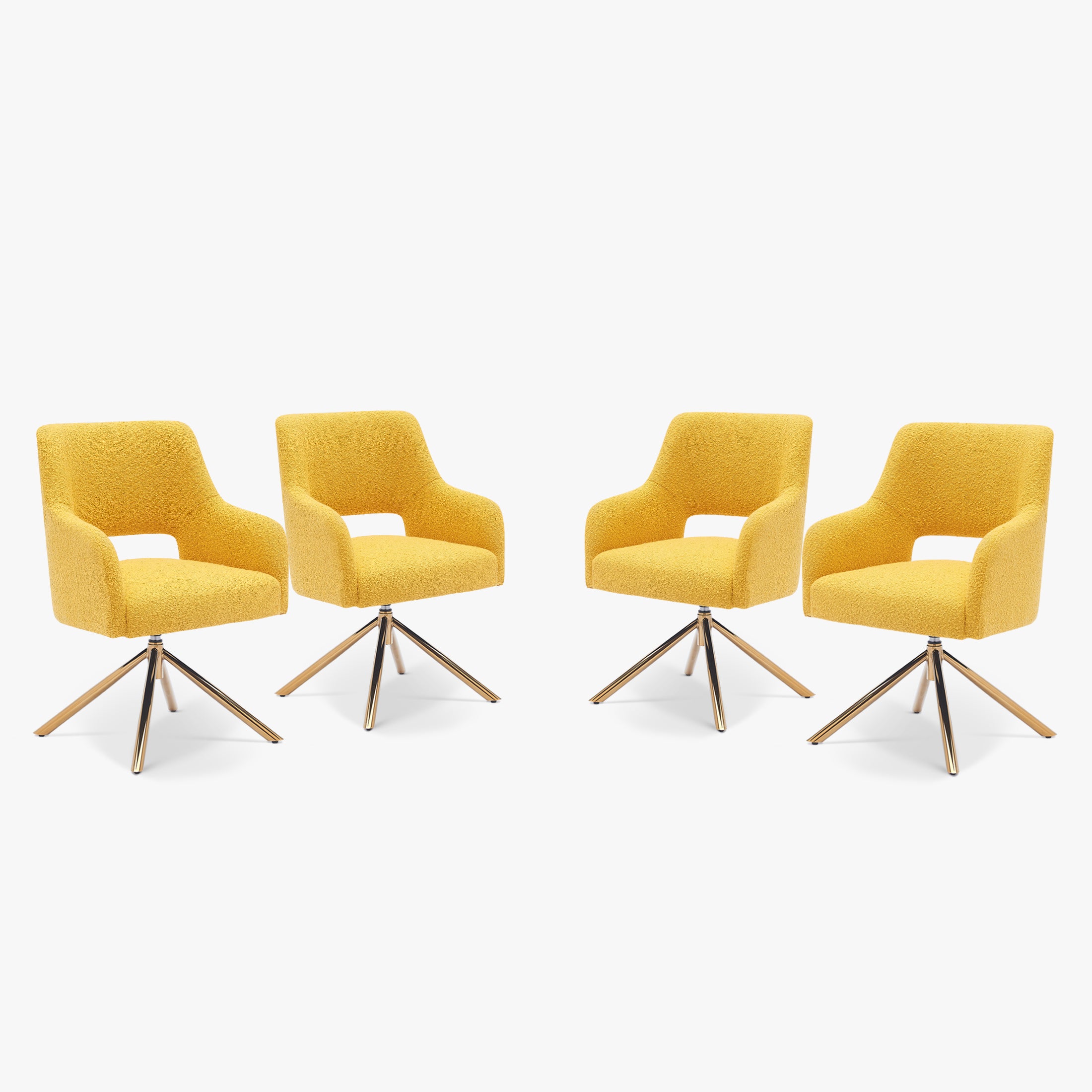 Amélie Mid-Century Modern Wide Boucle Swivel Accent Arm Chair (Set of 4)