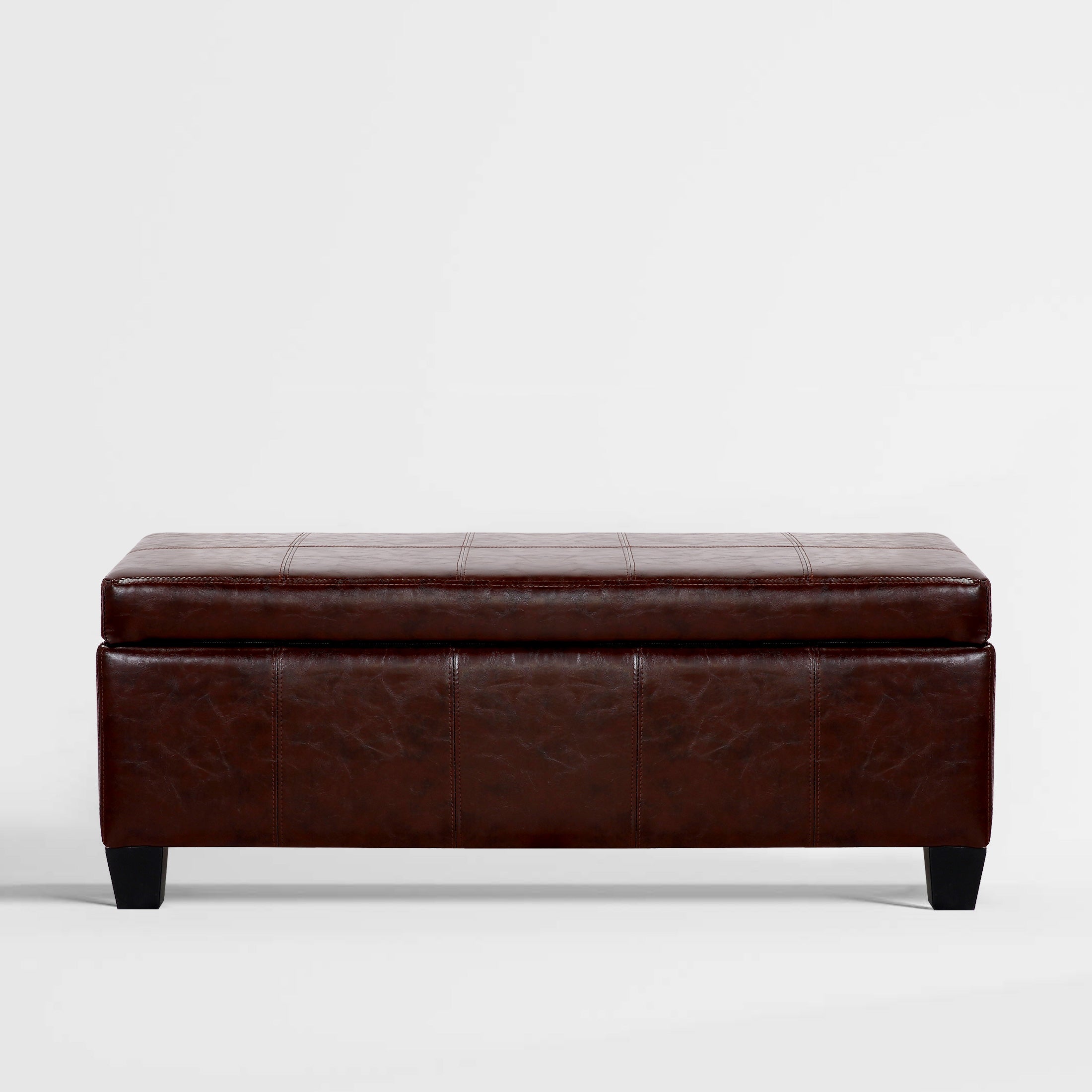 Baltimore 42" Inch Faux Leather Storage Ottoman Bench for Living Room Bedroom Furniture