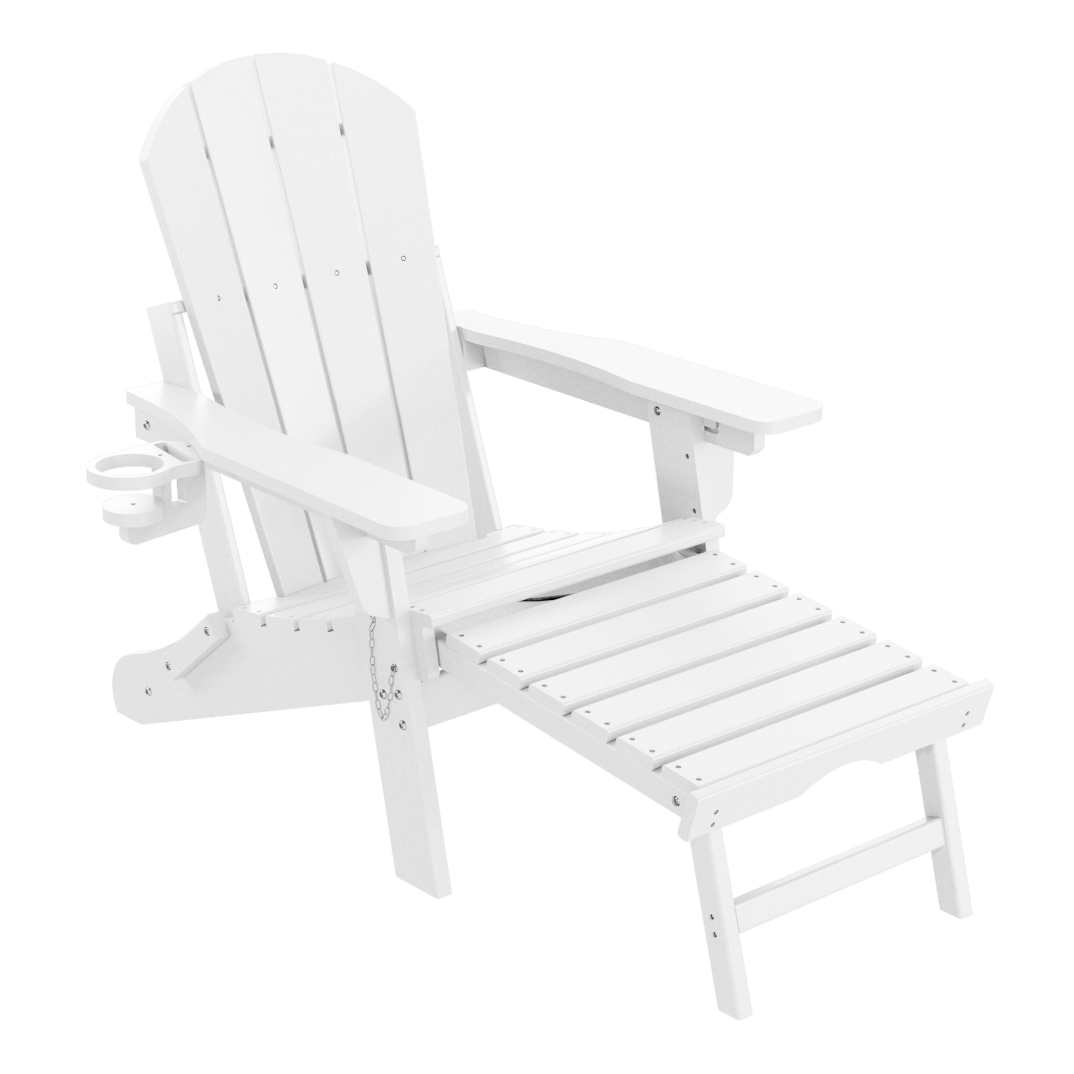 Paradise Folding Adjustable Adirondack Chair with Retractable Ottoman and Cup Holder (Set of 2)