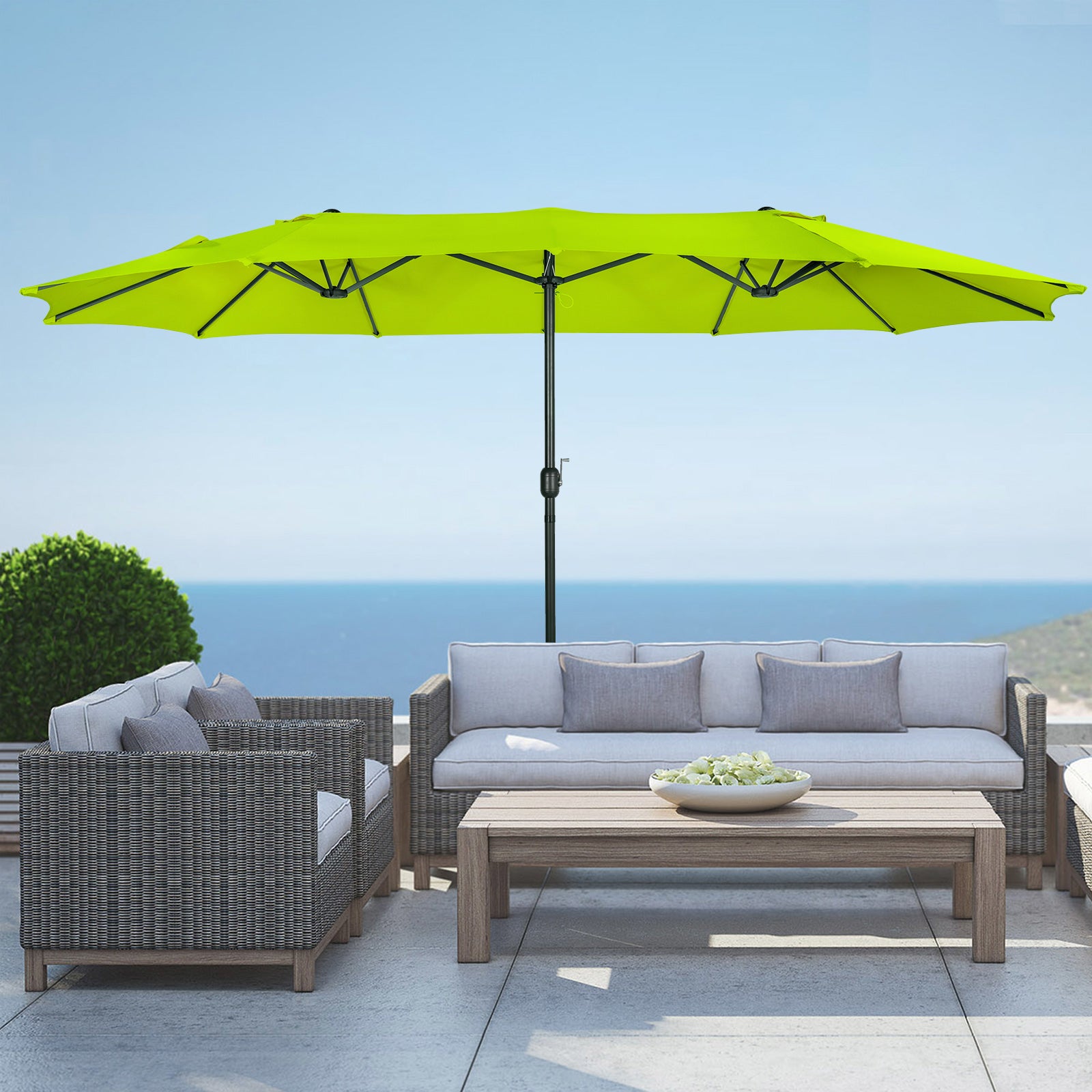 Easton Twin 15 x 9 ft. retangular shape Market / Outdoor dining table umbrella