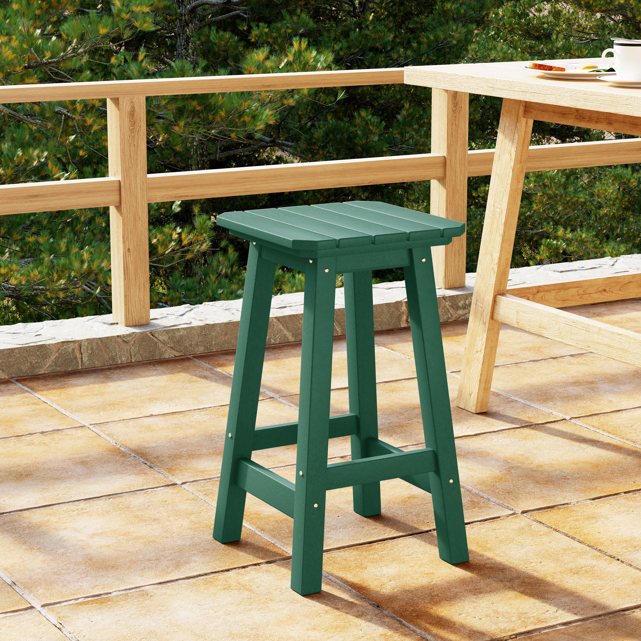 Paradise 24" HDPE Outdoor Patio Counter High Backless Square Bar Stool