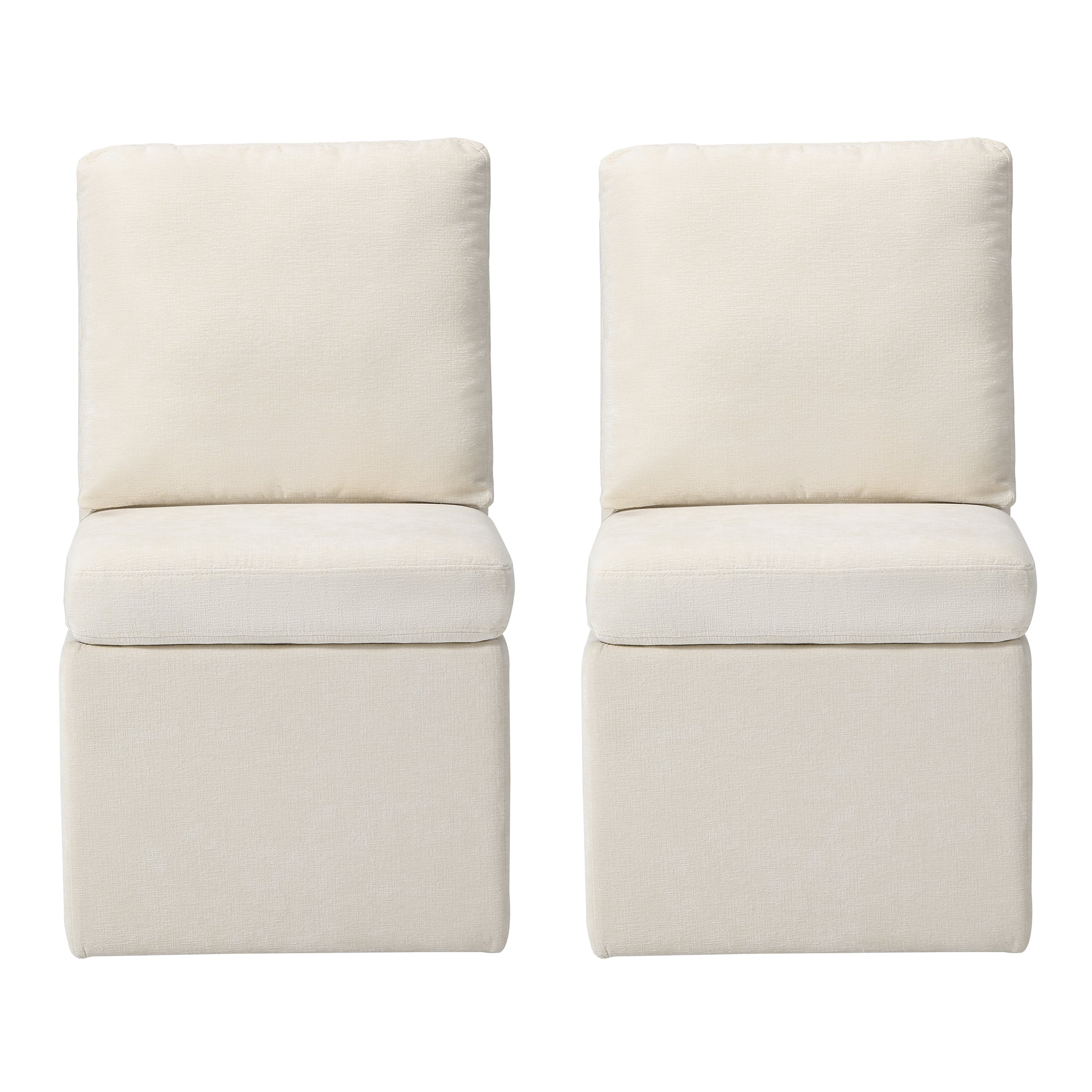 Danburry Modern Upholstered Chenille Armless Dining Chairs With Casters (Set of 2)