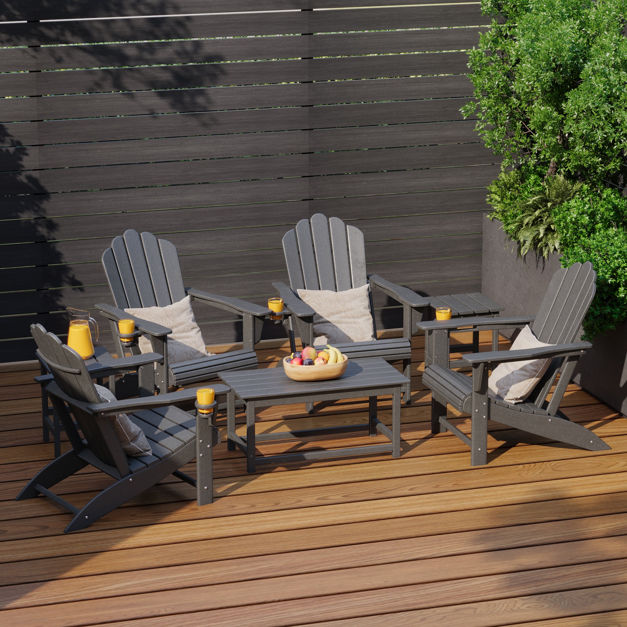 Lakeview 7-Piece HDPE Outdoor Patio Furniture Adirondack Conversation Set