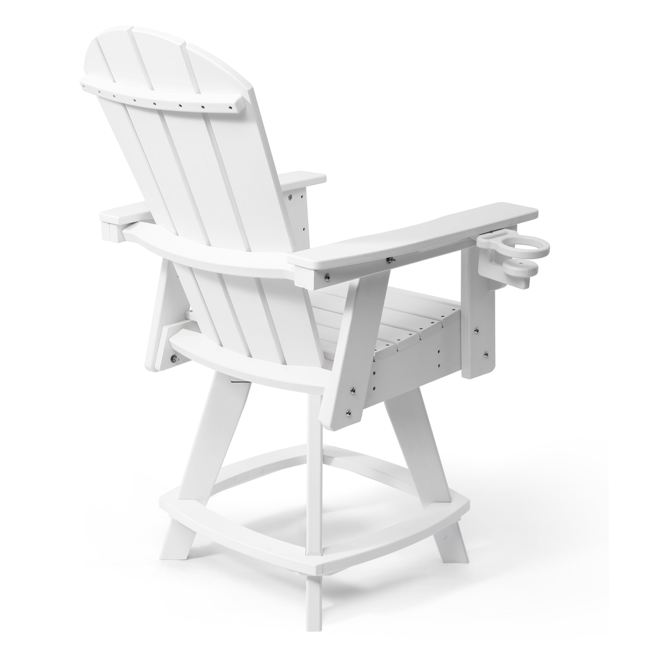Paradise Outdoor HDPE Adirondack Swivel Counter Height Bar Chair With Cup Holder