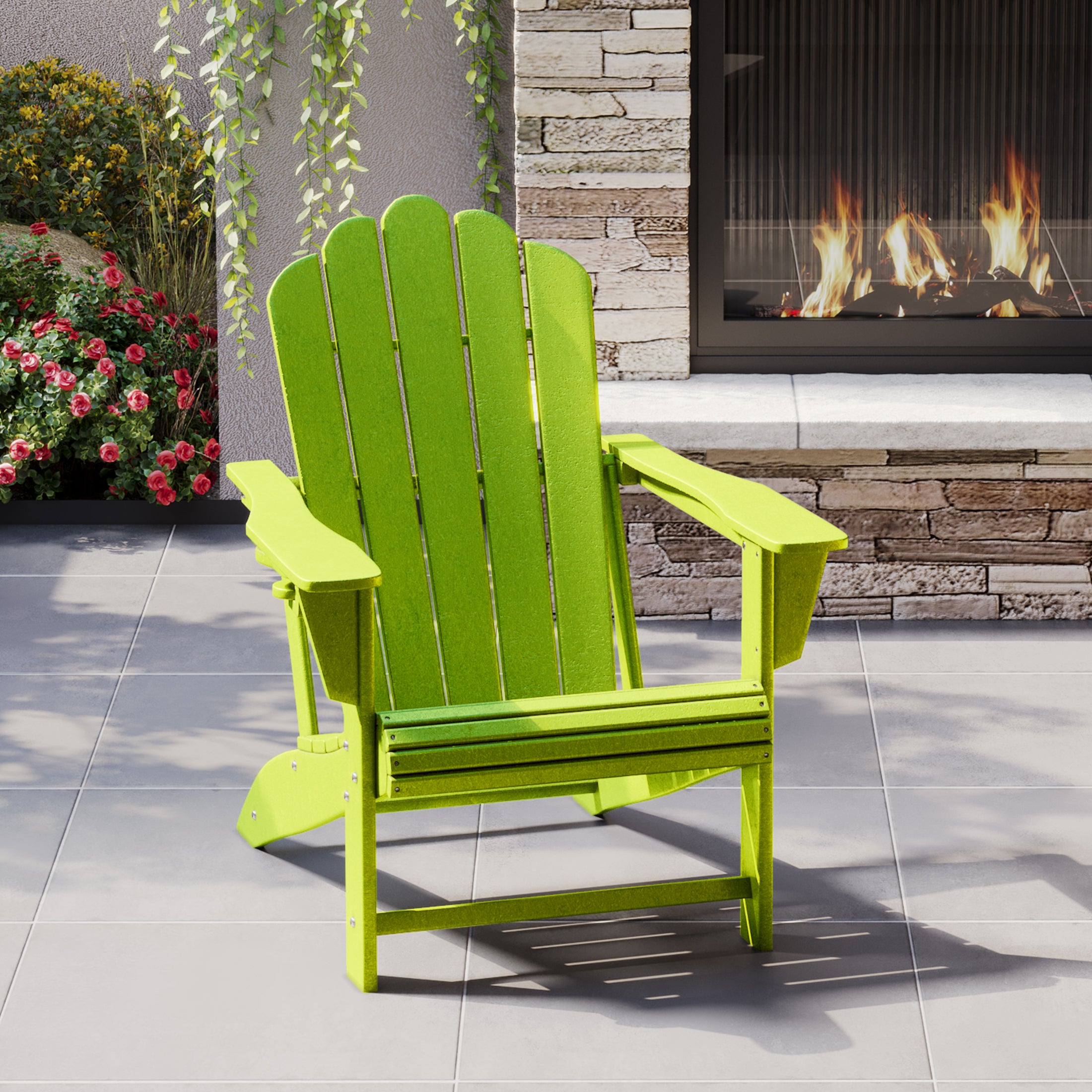 Lakeview Outdoor Patio HDPE Adirondack Chair With Cup Holder