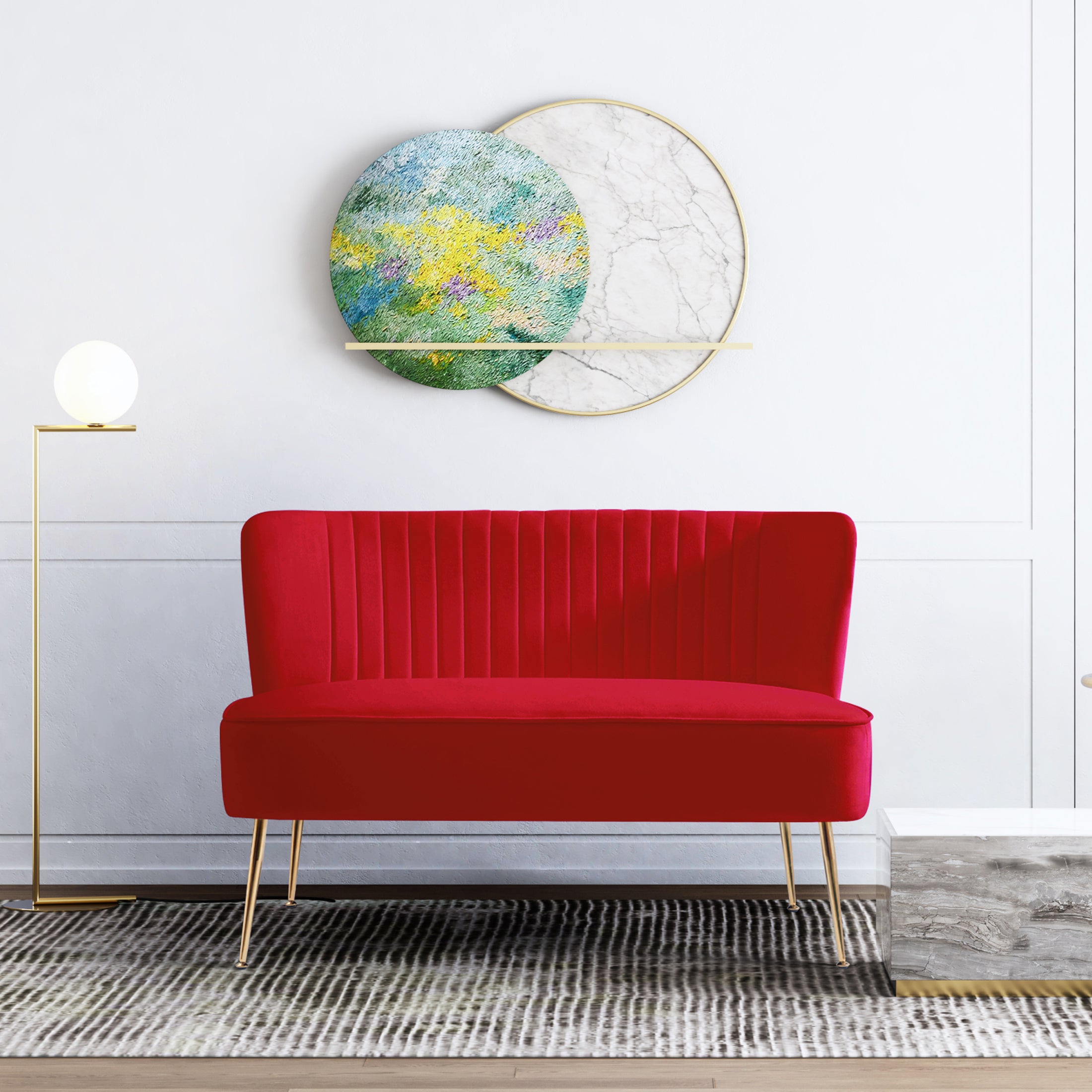 Alaia 46" Wide Upholstered Velvet Love Seat Sofa