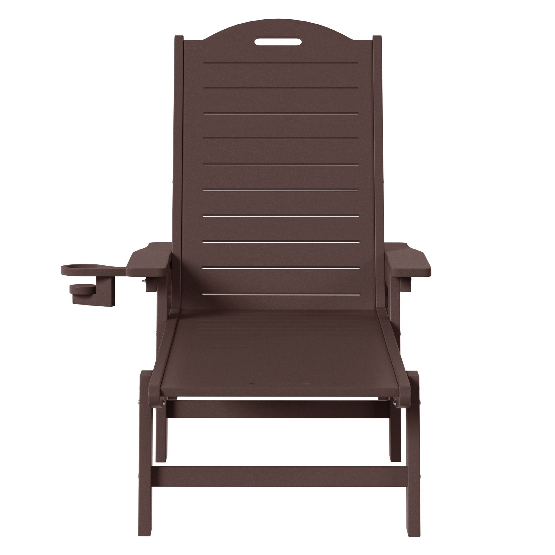 Lago Outdoor HDPE Patio Chaise Lounges With Wheels & Cup Holder (Set of 4)