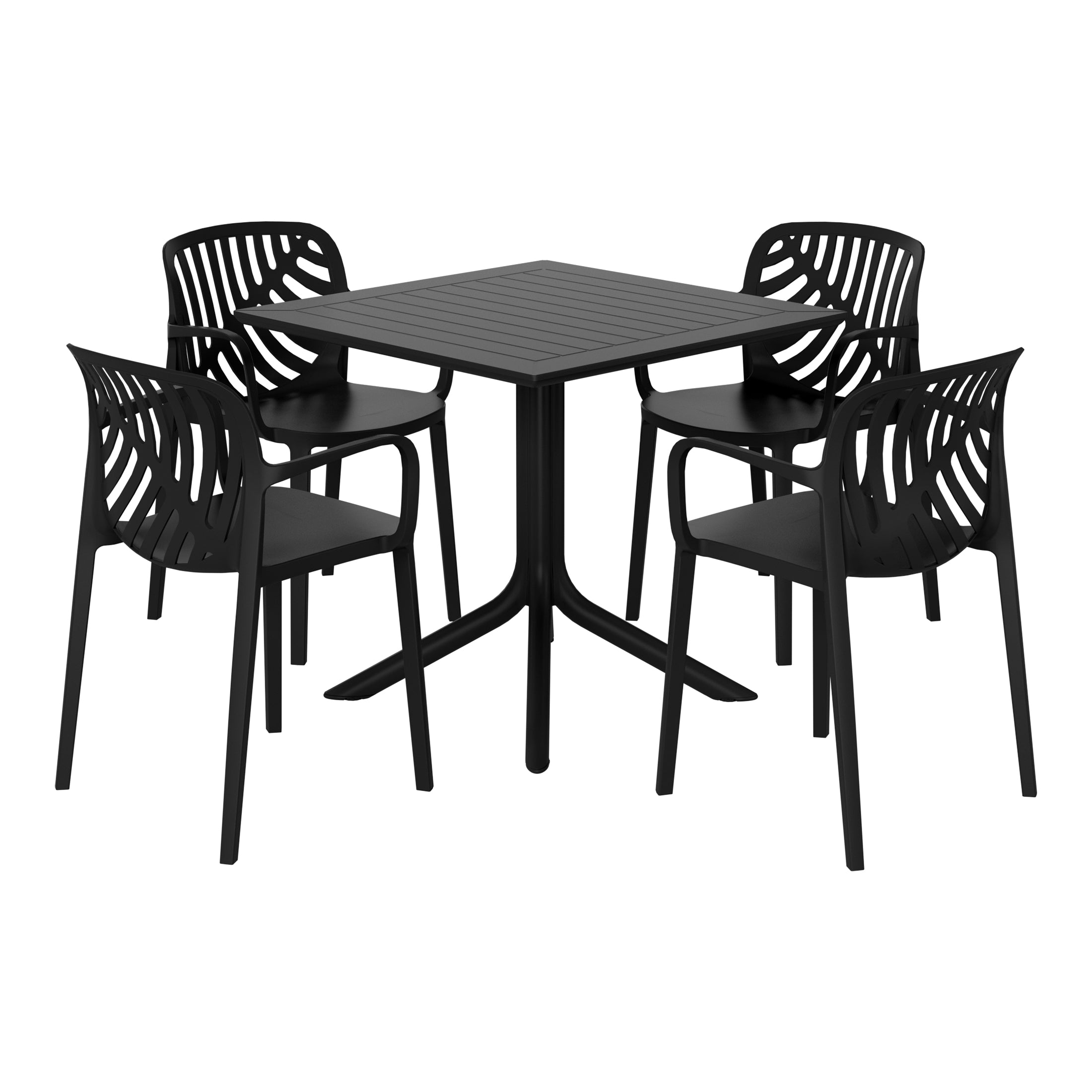 Sunshine 5-Piece Outdoor Square Patio Dining Table Set with Stackable Patio Dining Chairs