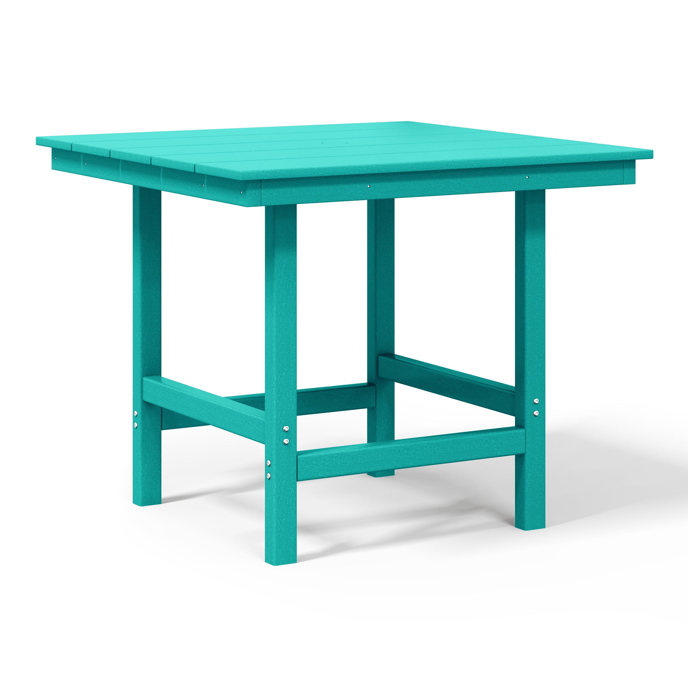 Palms Outdoor HDPE 36" Square Patio Dining Table with Umbrella Hole