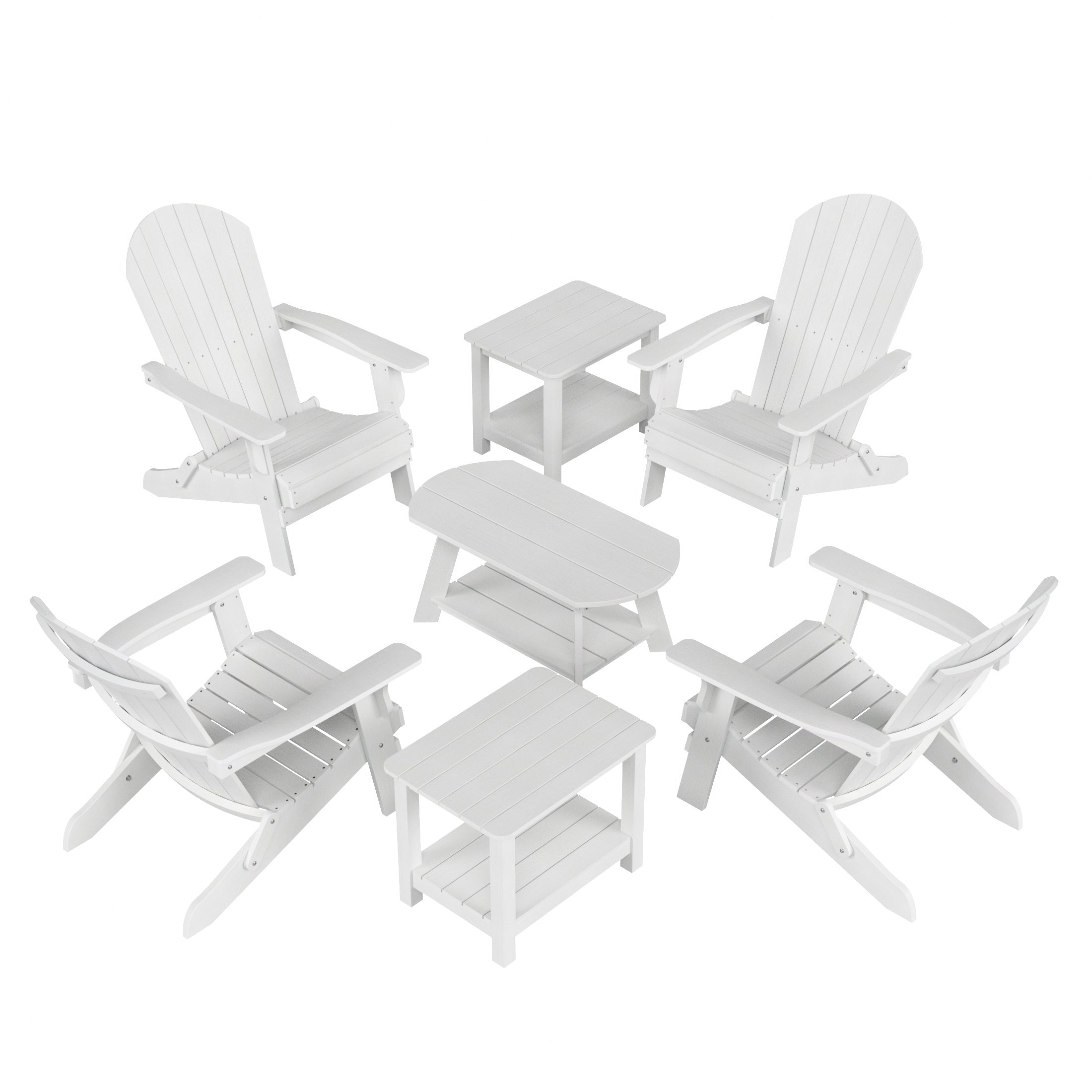 Florence 7-Piece HIPS Outdoor Poly Adirondack Seashell Conversation Lounge Set