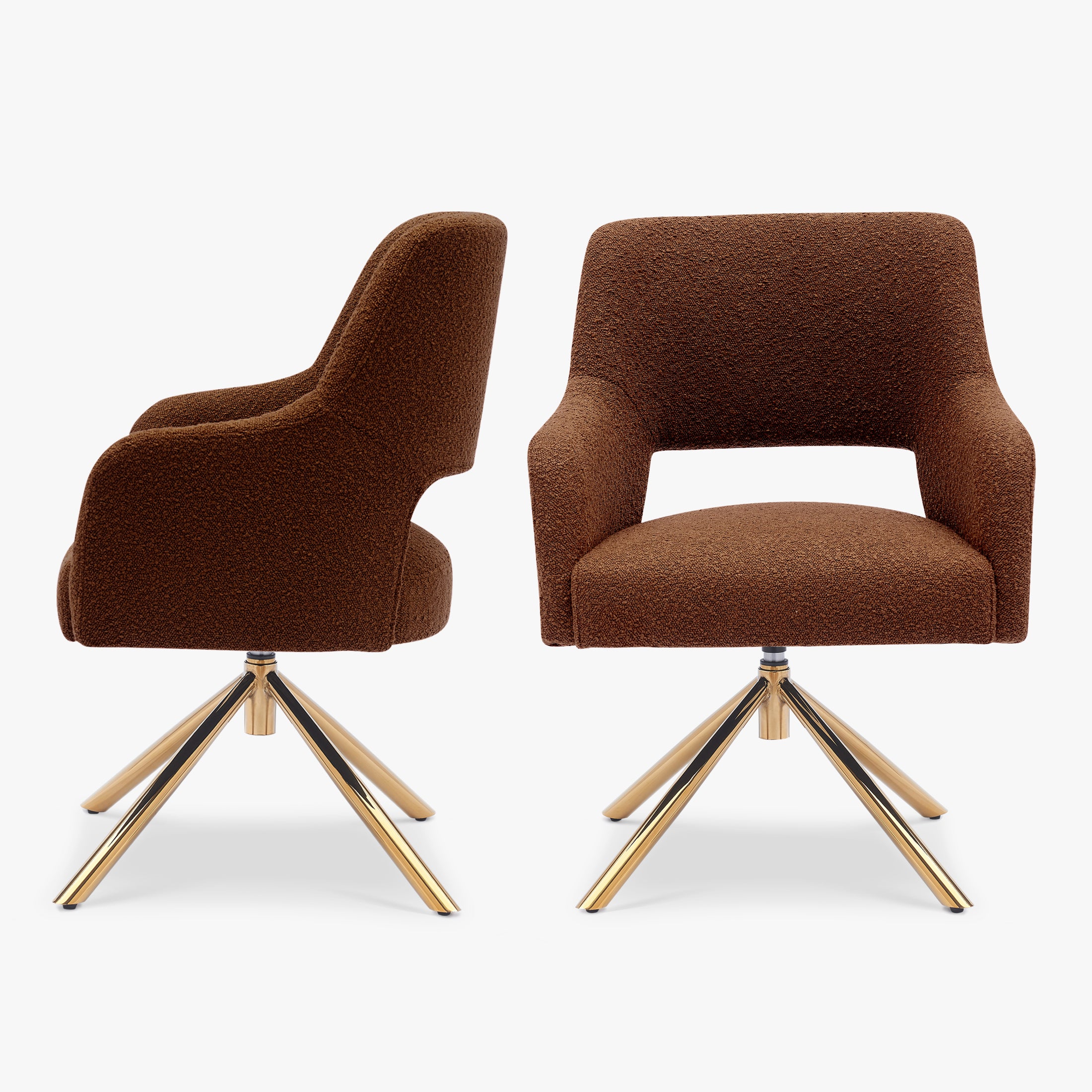 Amélie Mid-Century Modern Wide Boucle Swivel Accent Arm Chair (Set of 2)