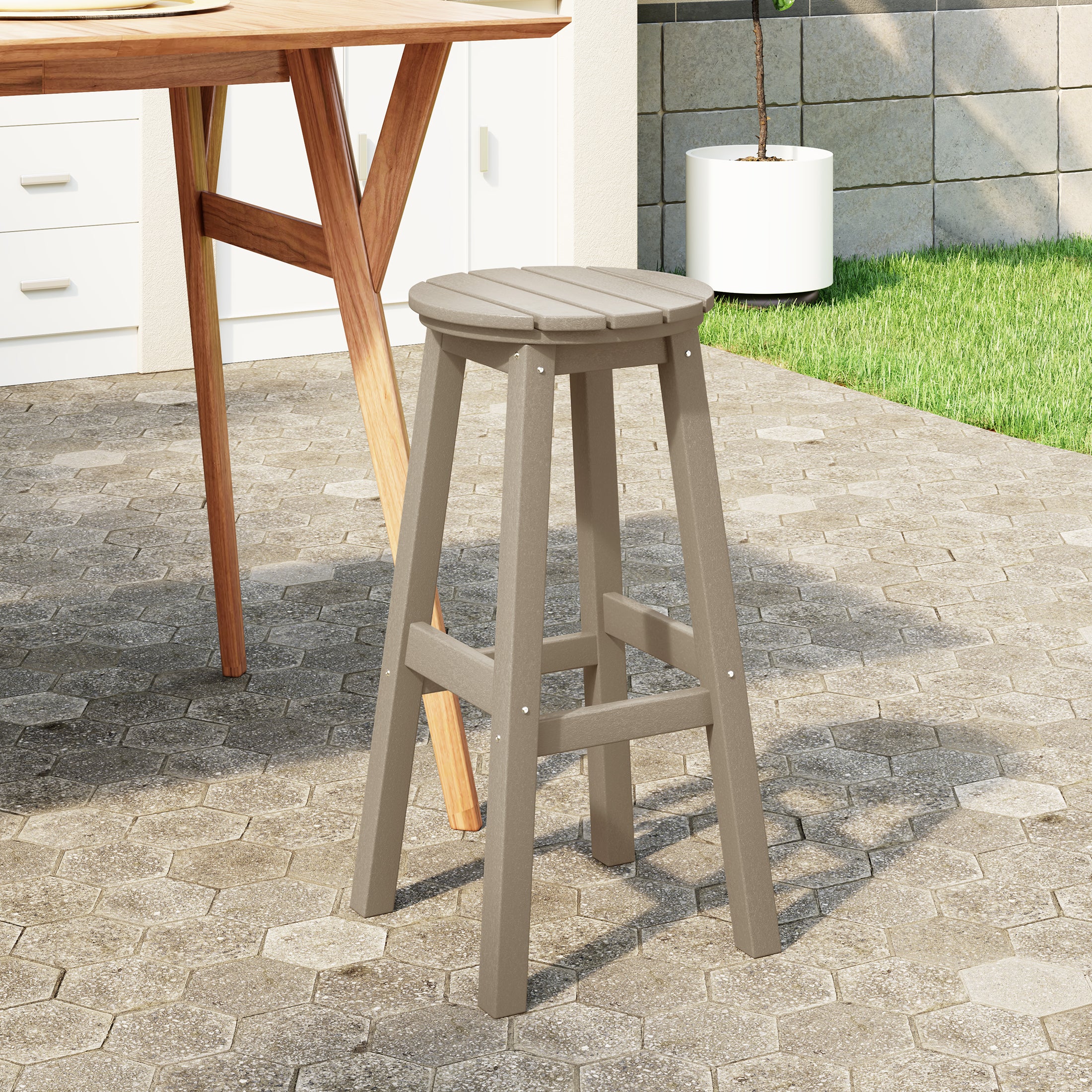 Paradise 29" HDPE Outdoor Patio Round Bar Stool