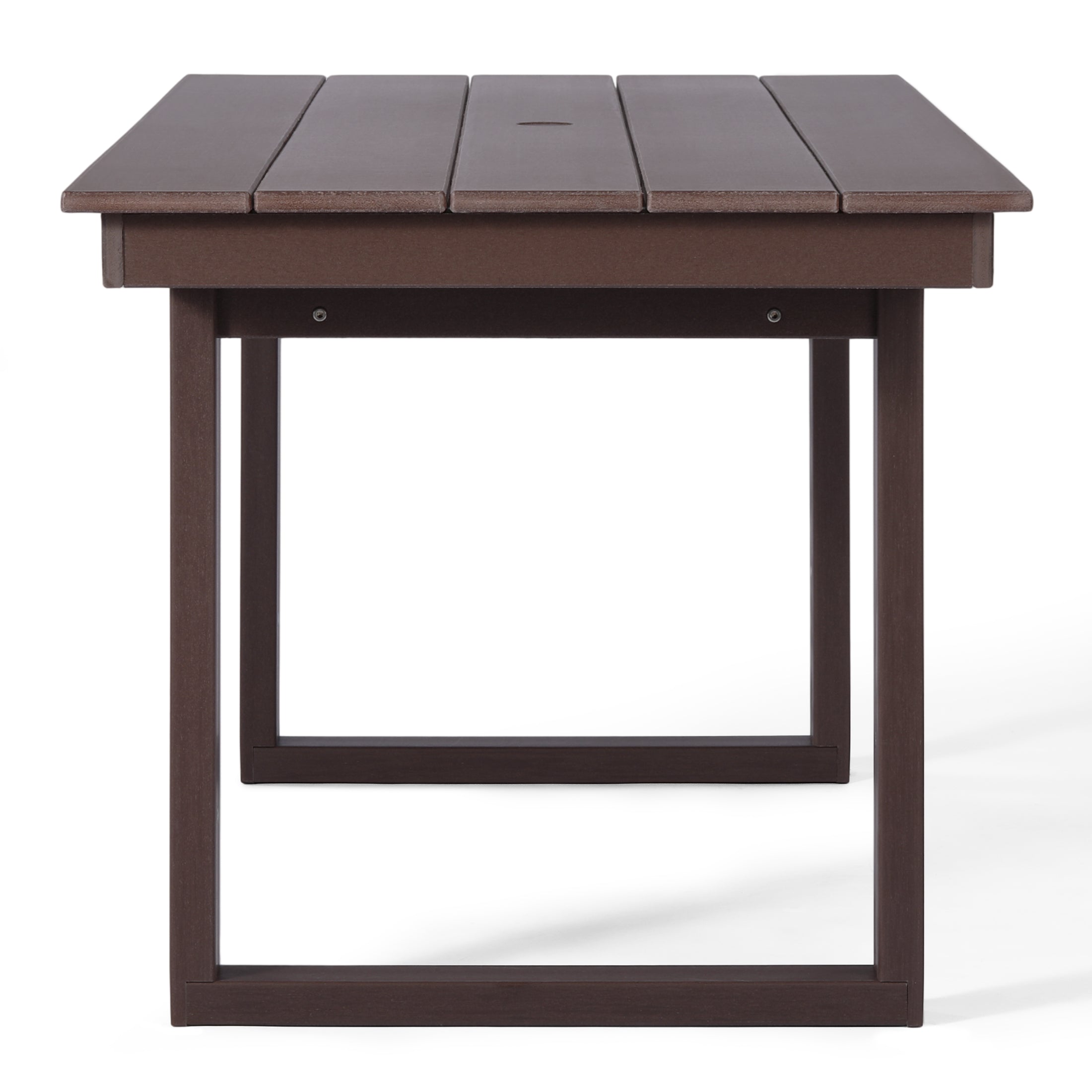Cambria 68" Outdoor HDPE Modern Rectangular Patio Dining Table With Umbrella Hole