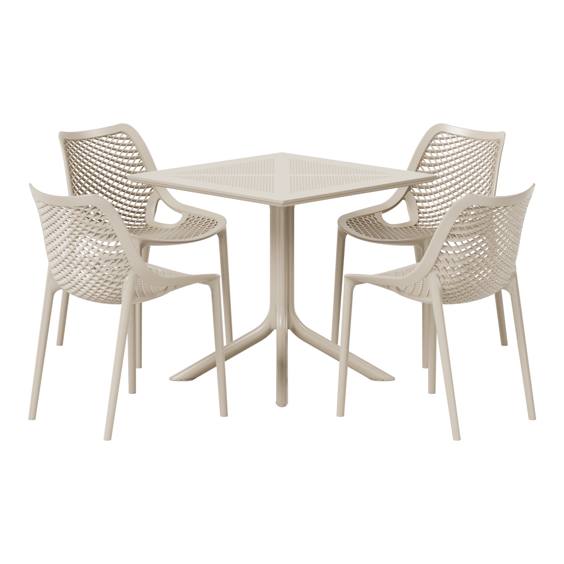 Sunshine 5-Piece Modern Square Patio Dining Table Set with Stackable Patio Dining Chairs