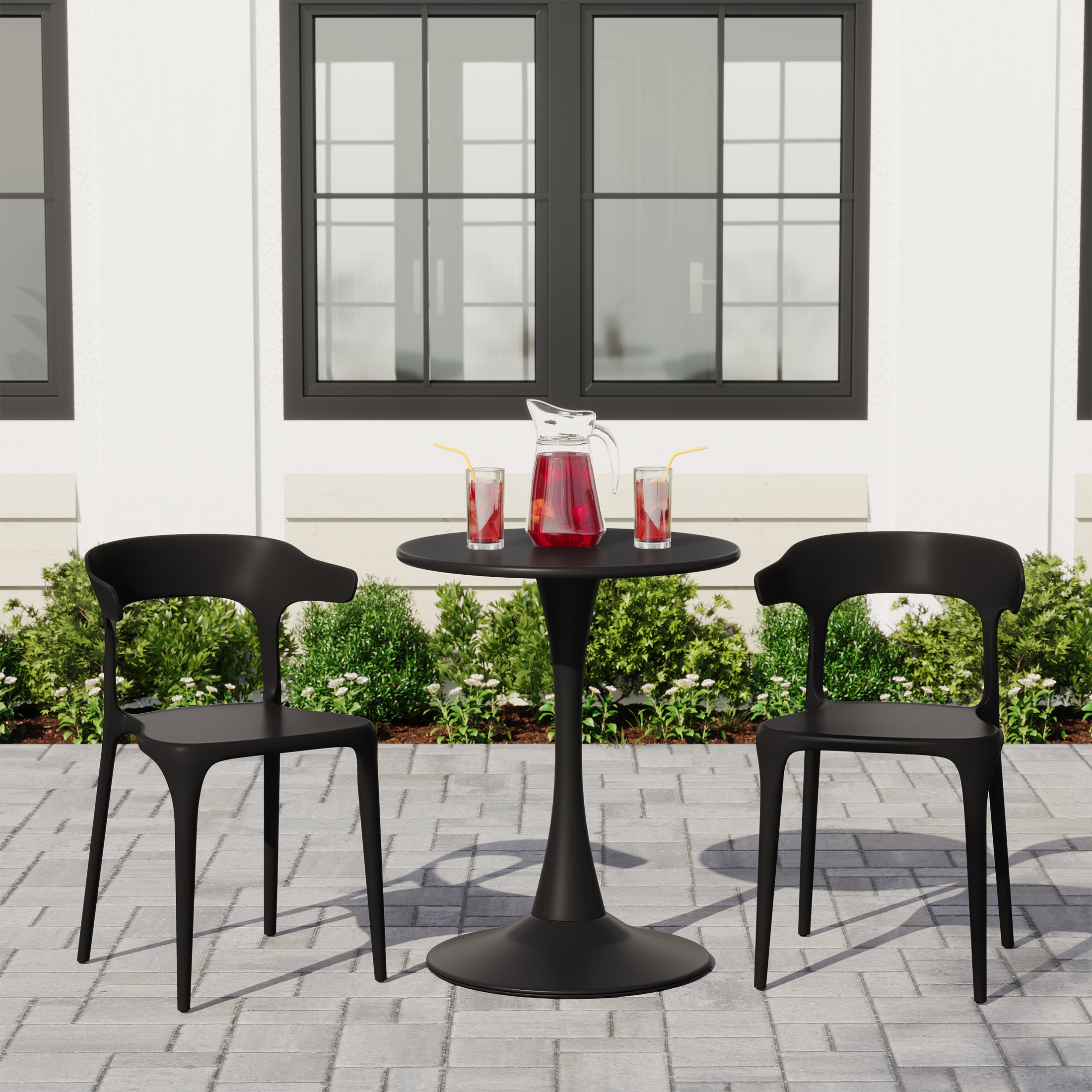 Sunshine Modern Stackable Resin Plastic Patio Dining Chair (Set of 2)
