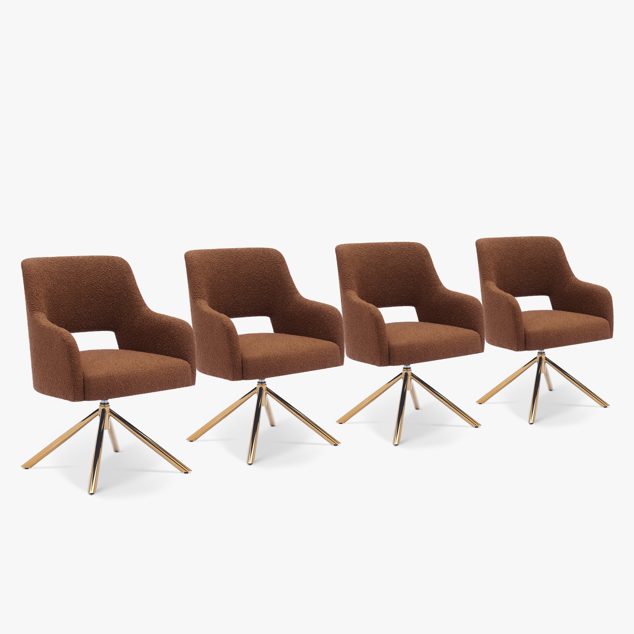 Amélie Mid-Century Modern Wide Boucle Swivel Accent Arm Chair (Set of 4)