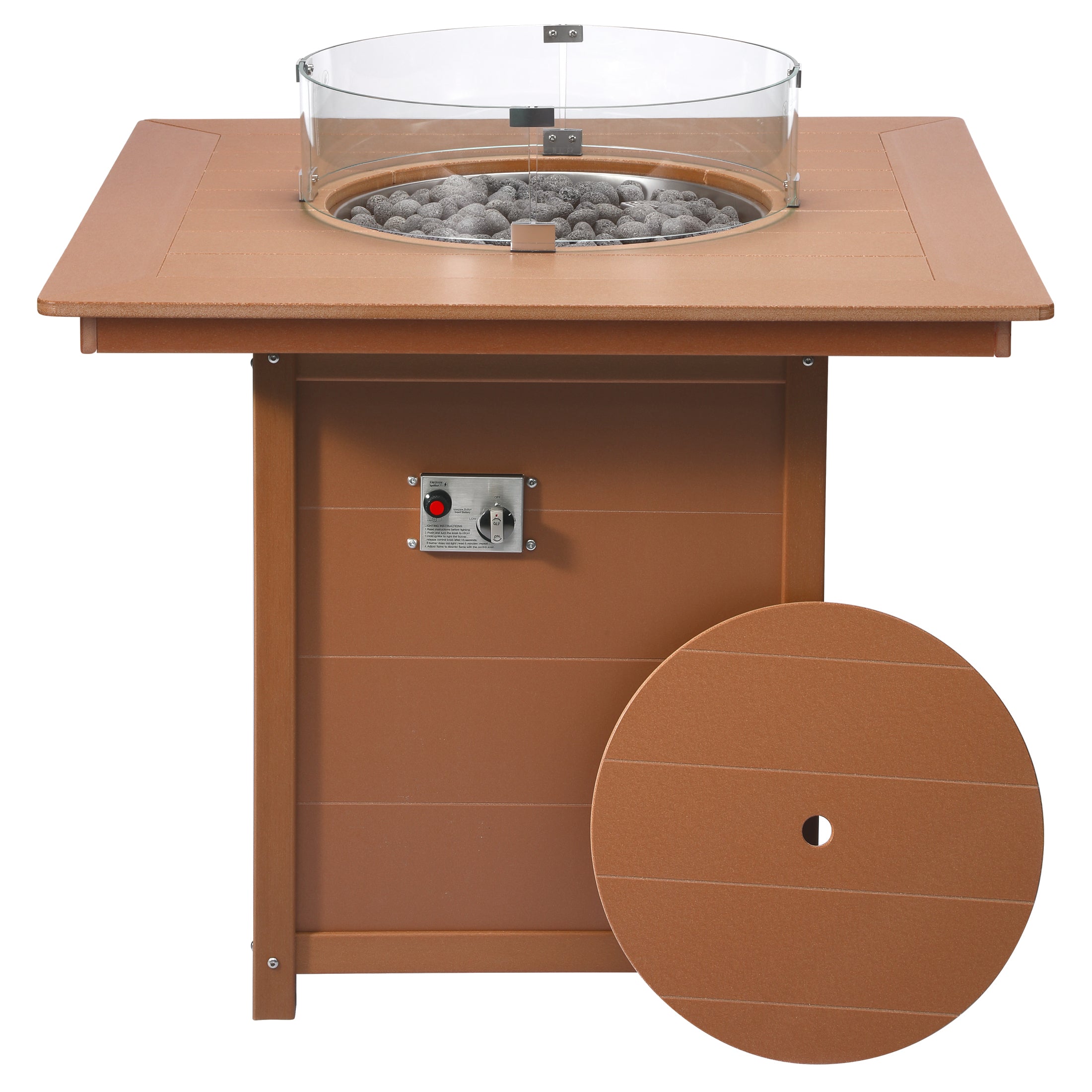 Sol 42" Modern Outdoor Patio Gas Propane Square Fire Pit Table