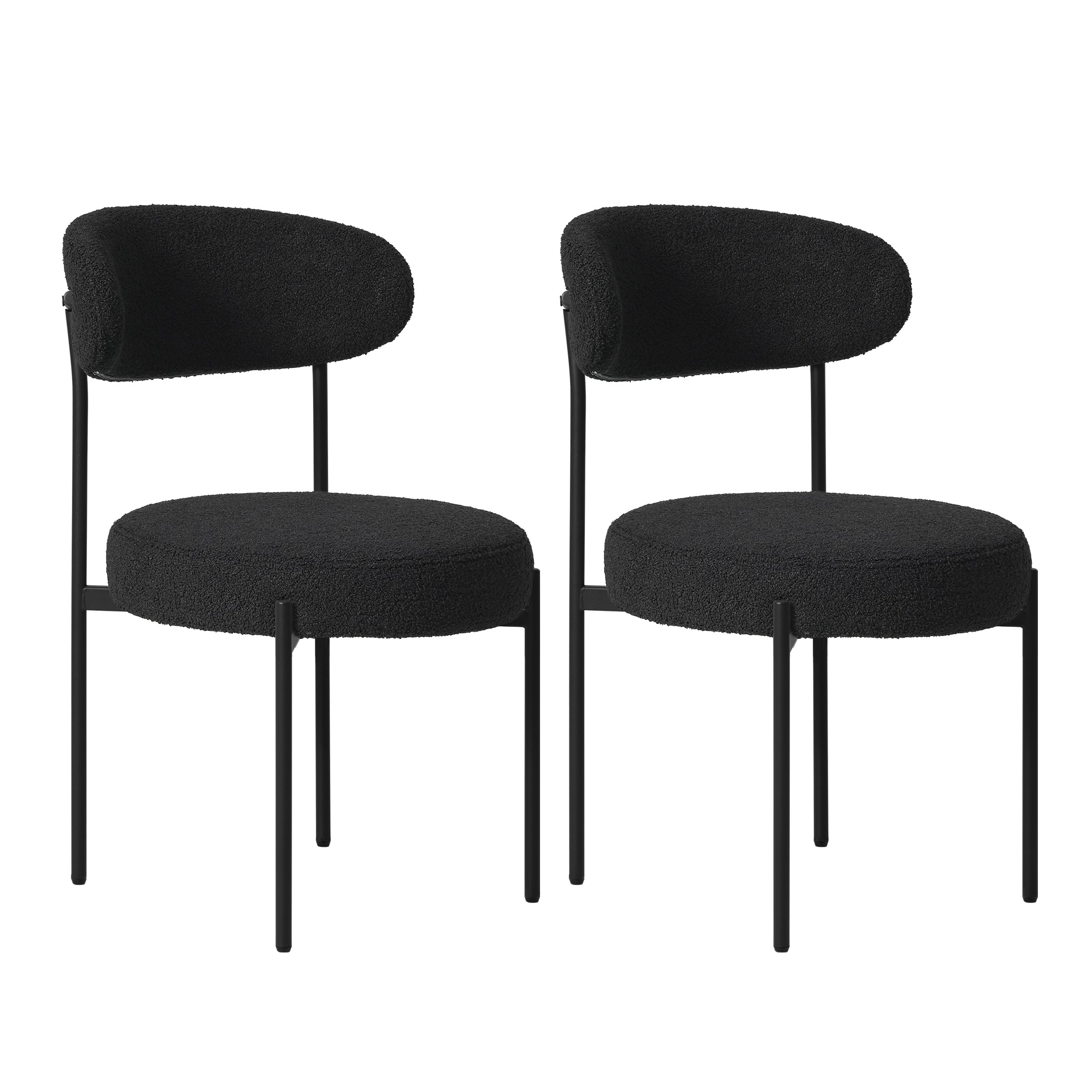 Celine Mid-Century Modern Upholstered Sherpa Round Dining Chairs (Set of 2)