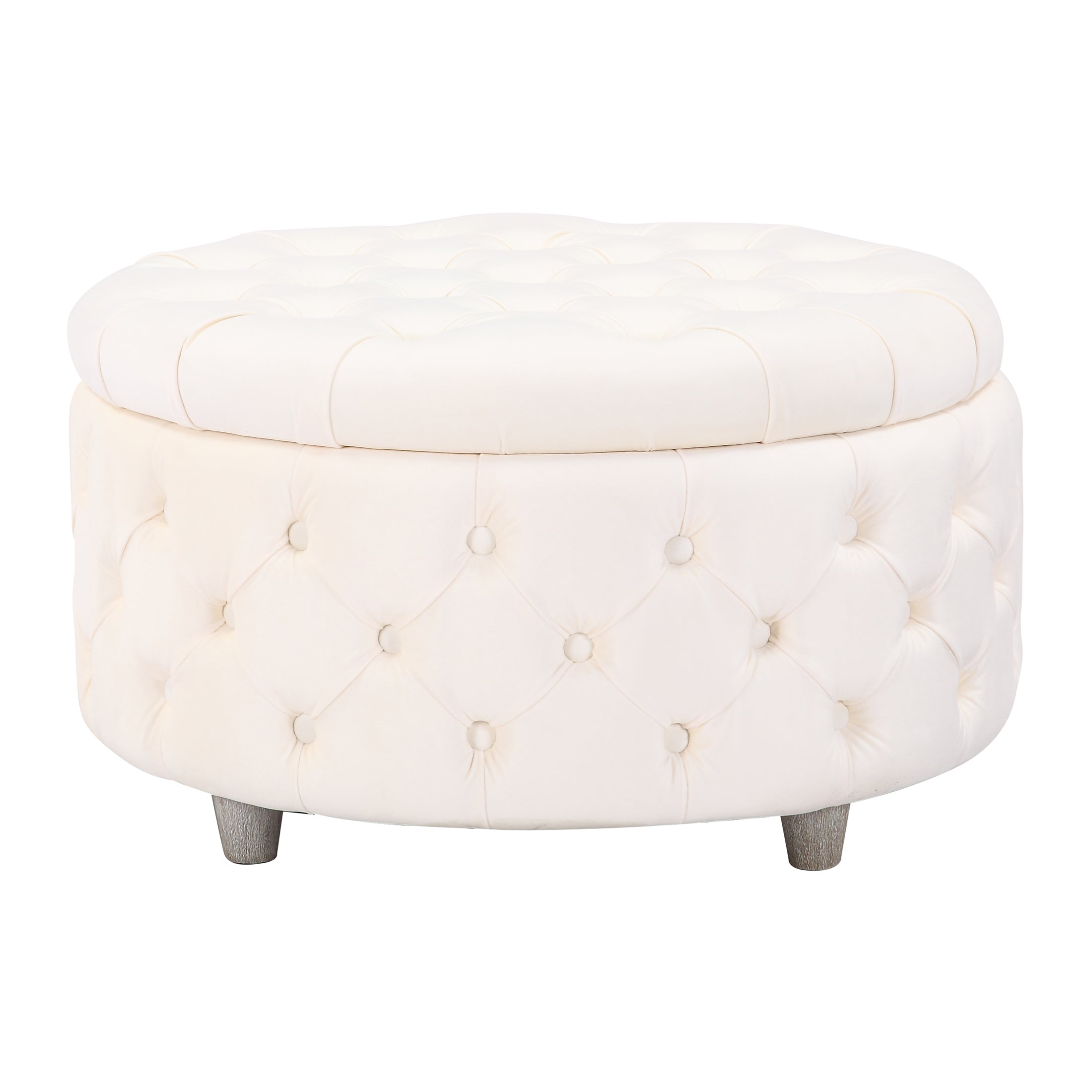 Hank Round Velvet Tufted Storage Ottoman