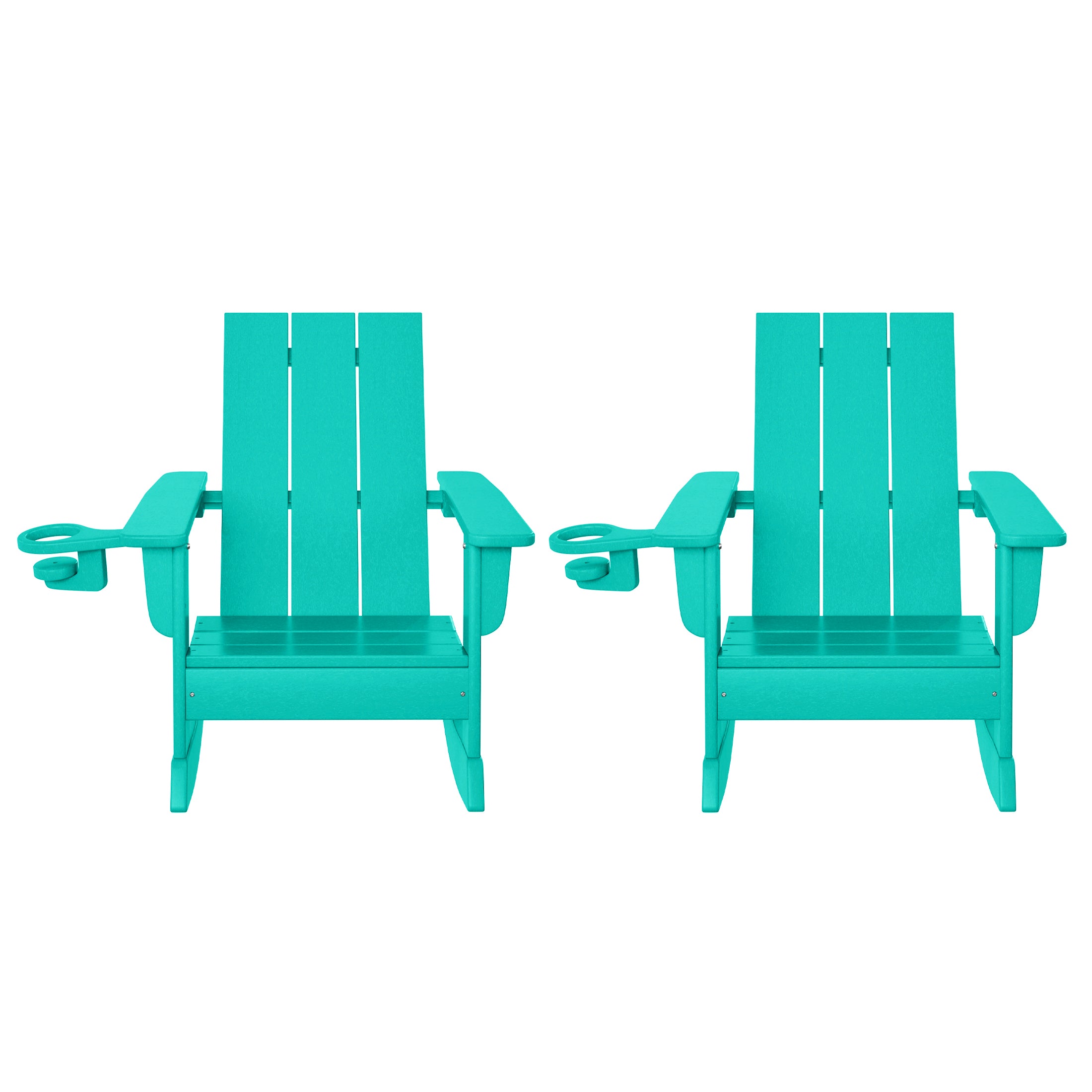 Palms Outdoor HDPE Plastic Preschool Toddler Modern Adirondack Rocking Chairs (Set of 2)