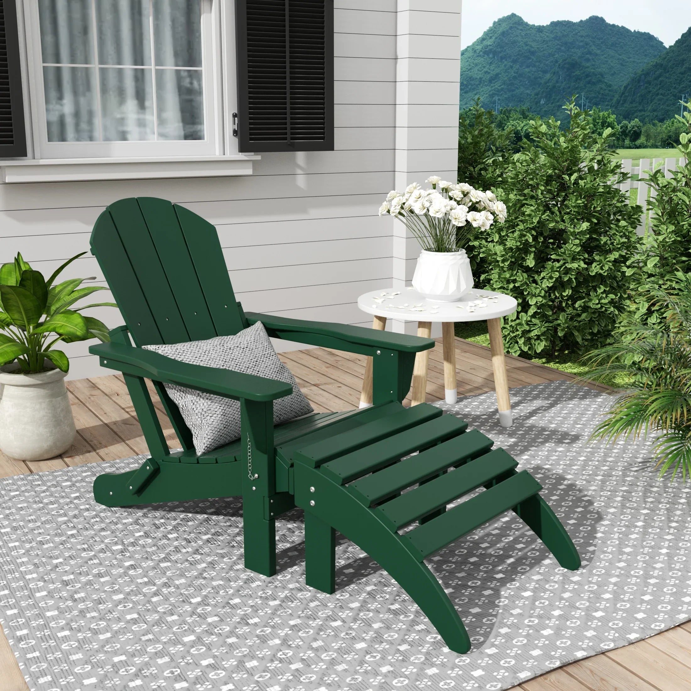 PARADISE 2-Piece Outdoor Patio Adirondack Chair with Footrest