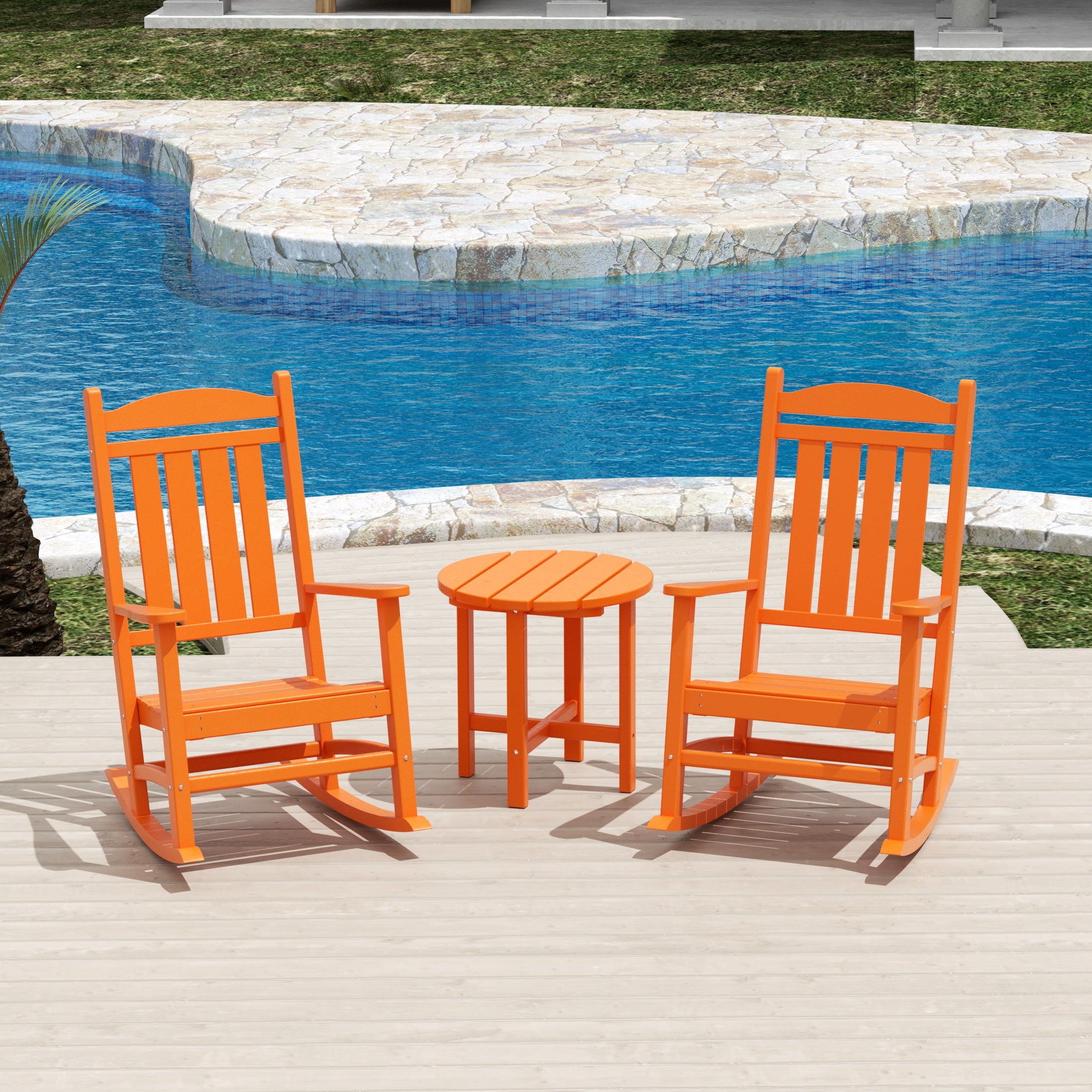 Paradise 3-Piece set Outdoor / Patio rocking chairs with a side table ( 2 seater )