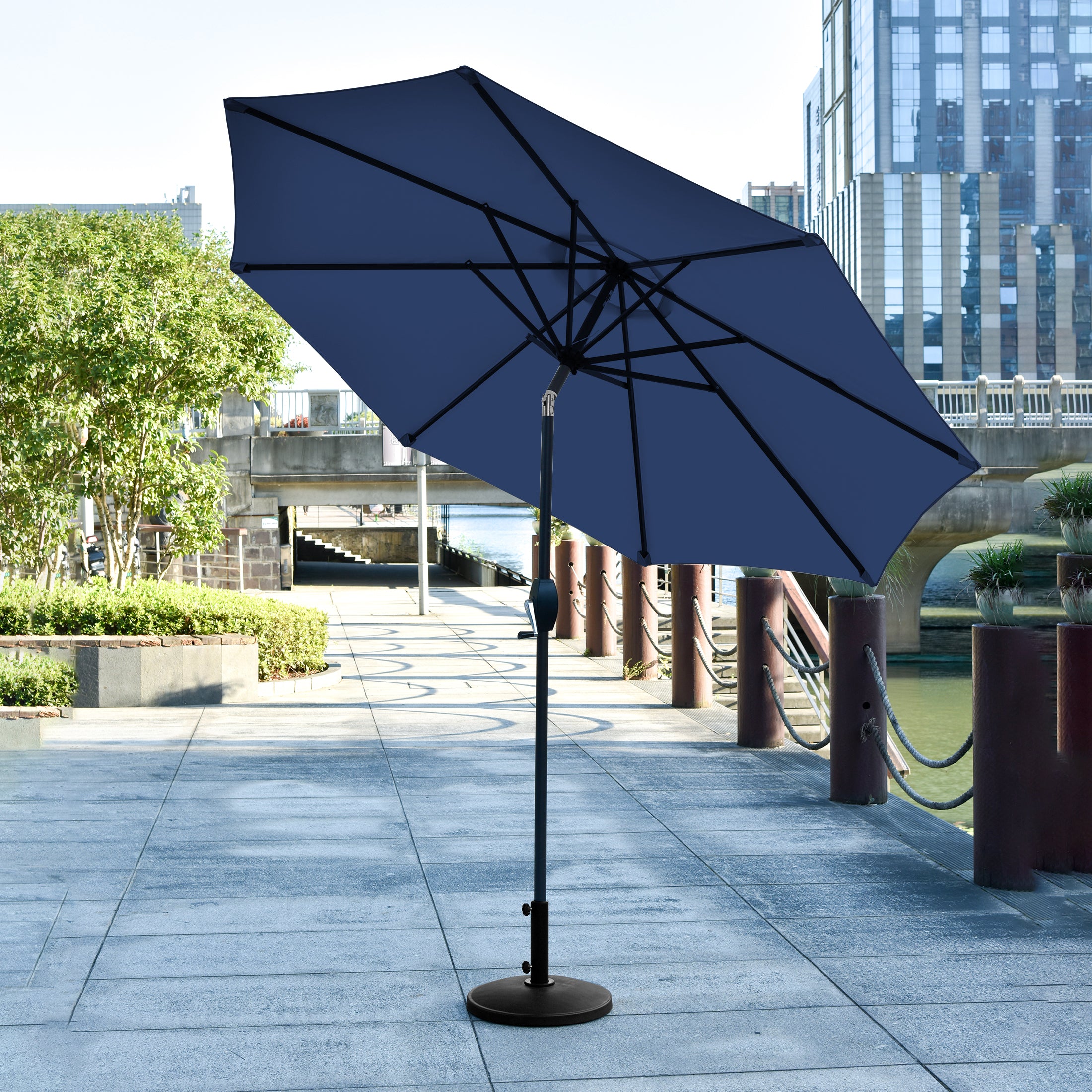 Cabana 9 ft. Patio Table Umbrella with tilt, crank features and free standing weight base kit