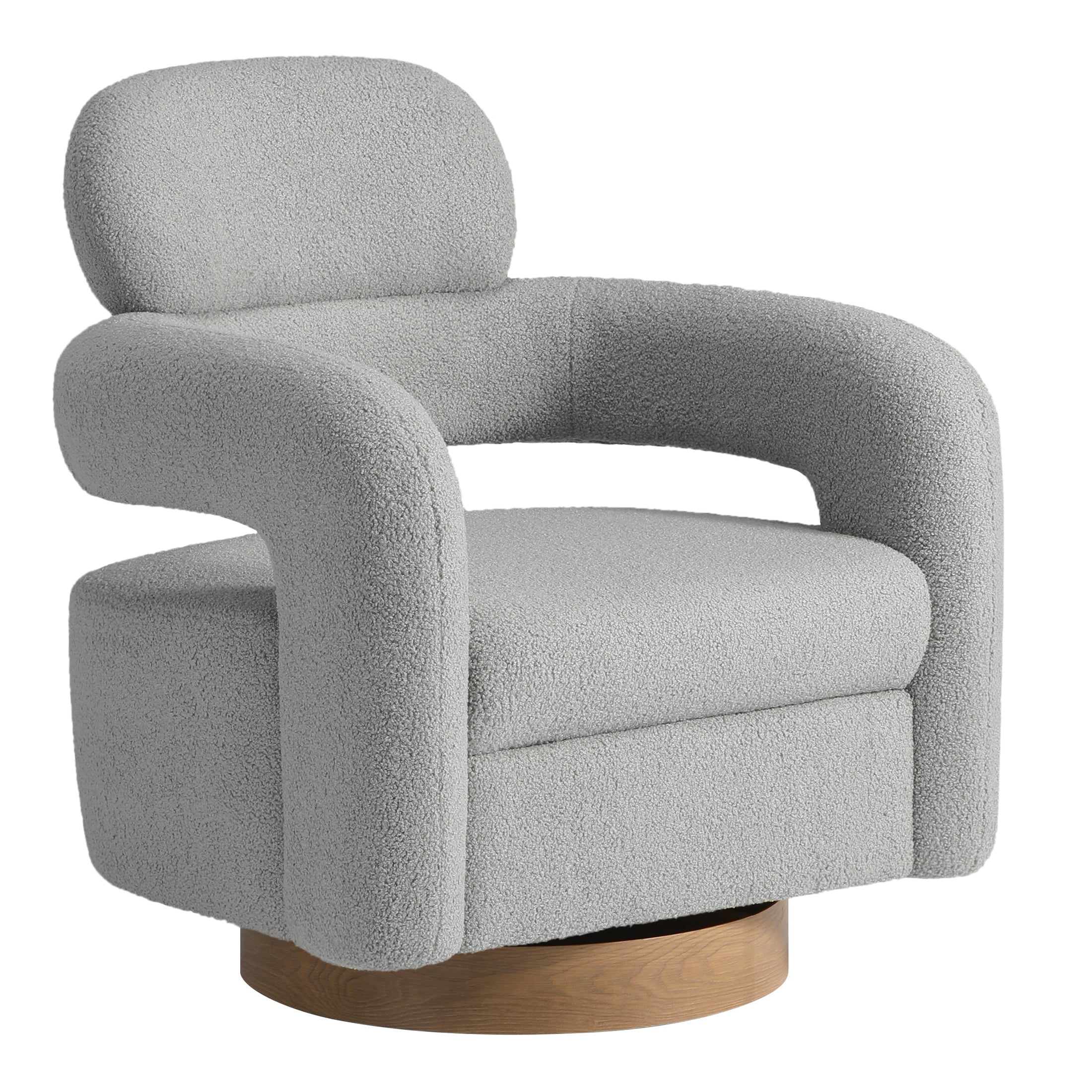Celine Mid-Century Modern Sherpa Swivel Barrel Accent Chair With Storage Ottoman