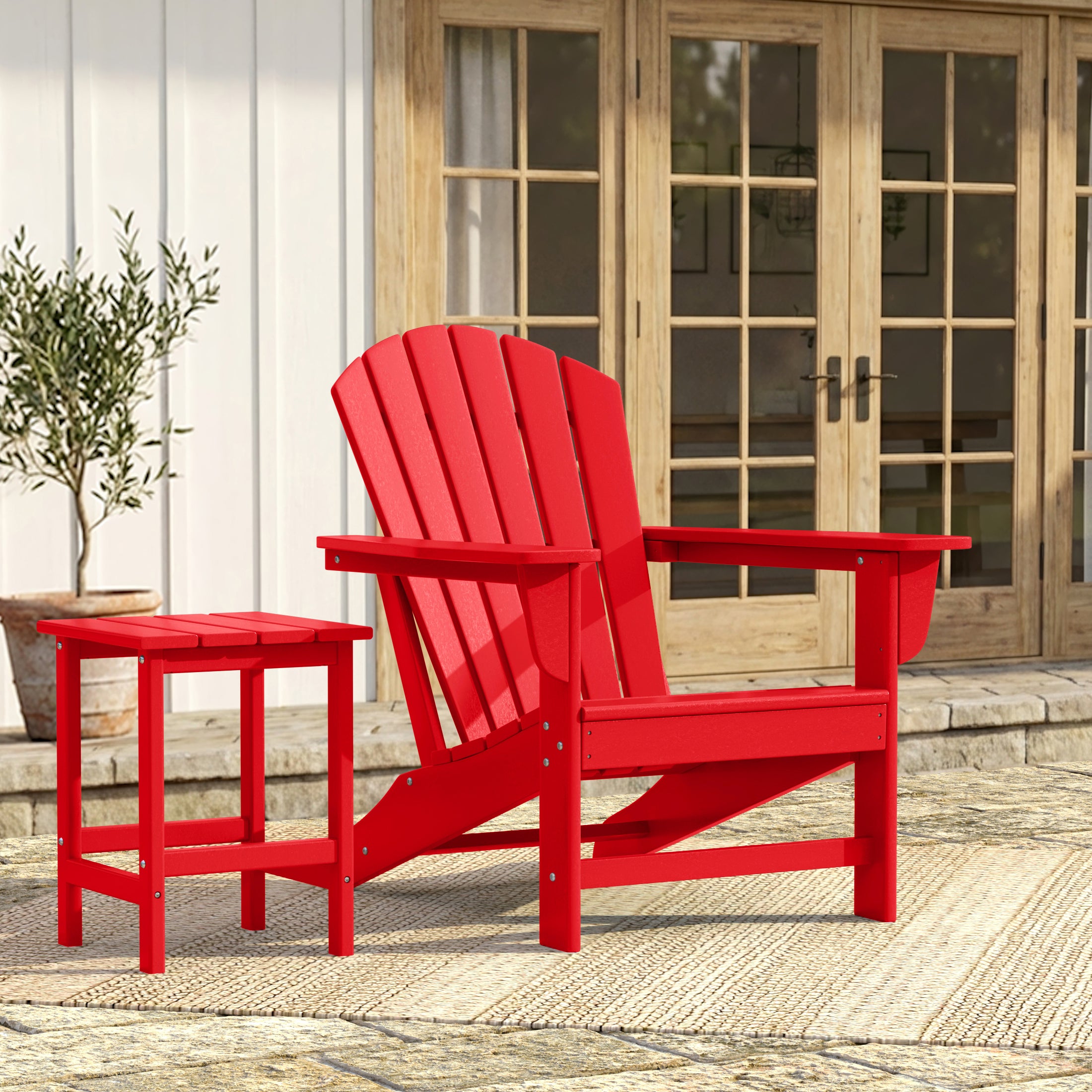 Classic Adirondack Chair for Outdoor Patio, Dark Green