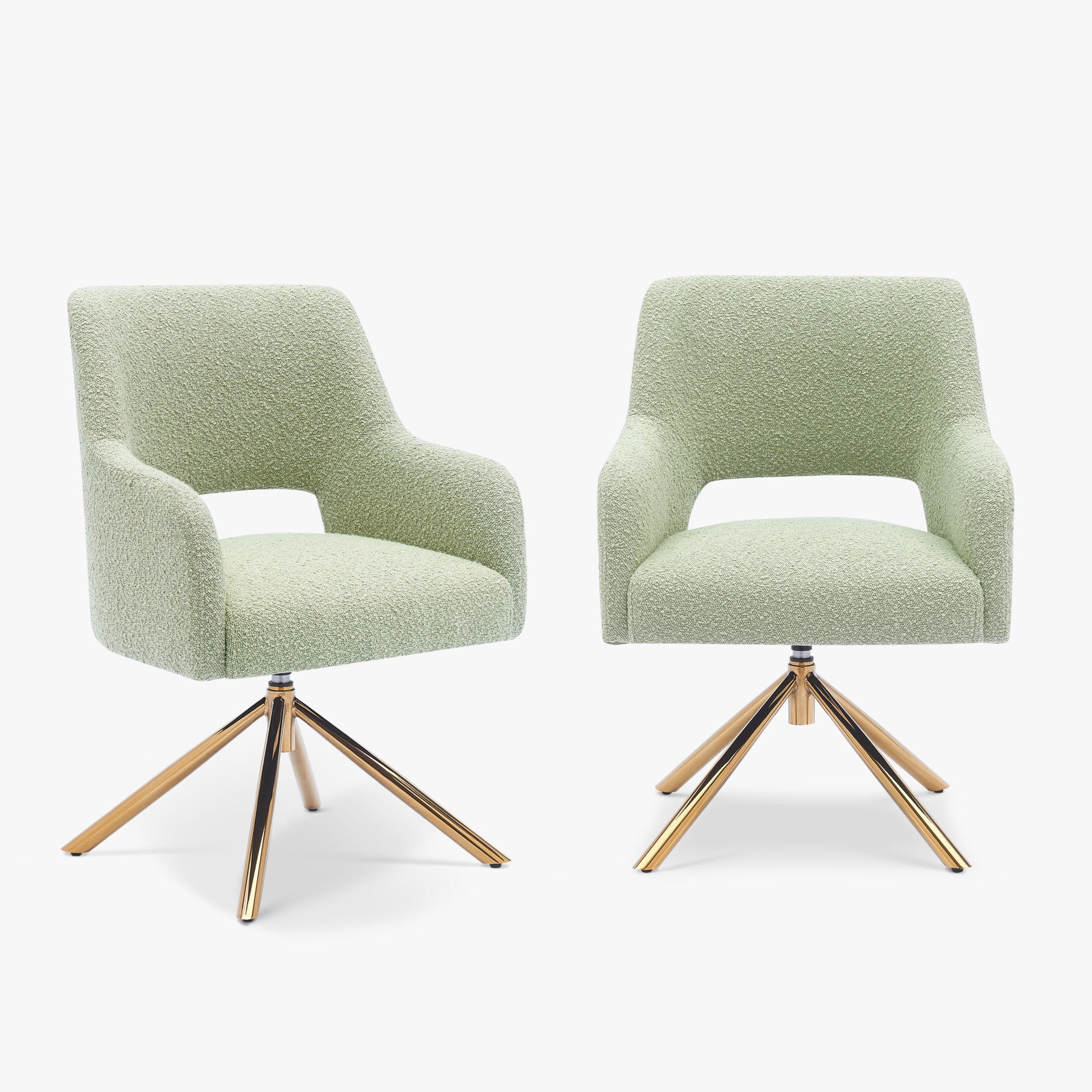 Amélie Mid-Century Modern Wide Boucle Swivel Accent Arm Chair (Set of 2)