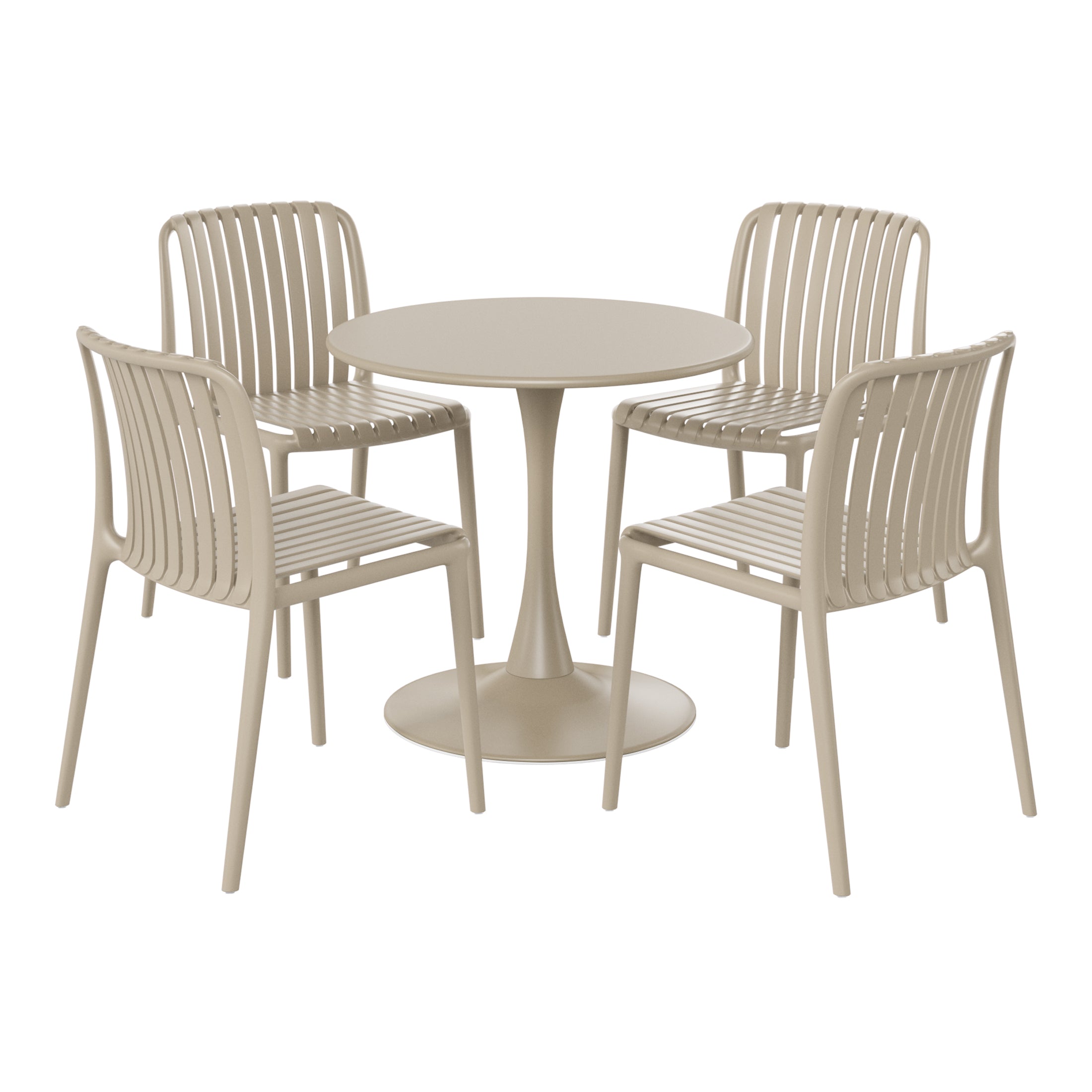 Sunshine 5-Piece Outdoor Metal Dining Table Set And Stackable Resin Patio Chairs