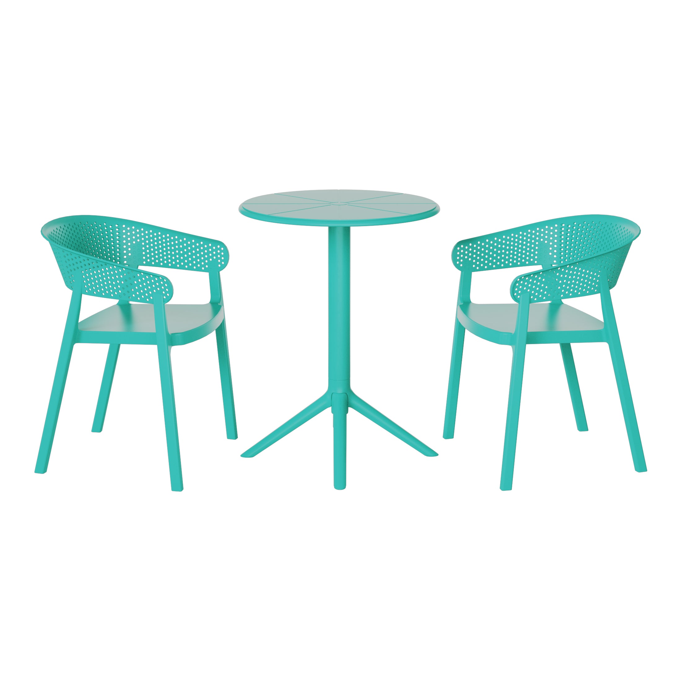 Sunshine 3-Piece Outdoor Resin Patio Bistro Table Set with Stackable Patio Dining Side Chairs