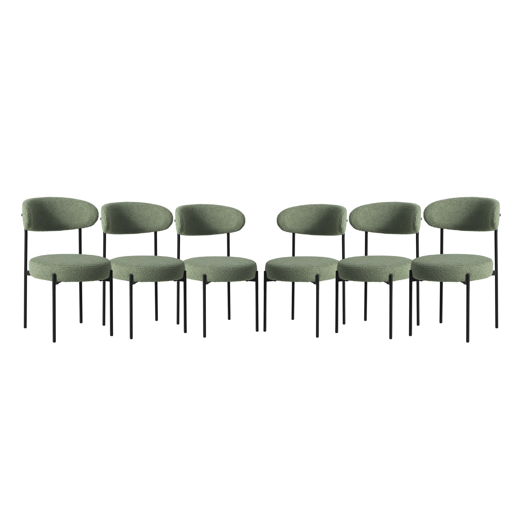 Celine Mid-Century Modern Upholstered Sherpa Round Dining Chairs (Set of 6)