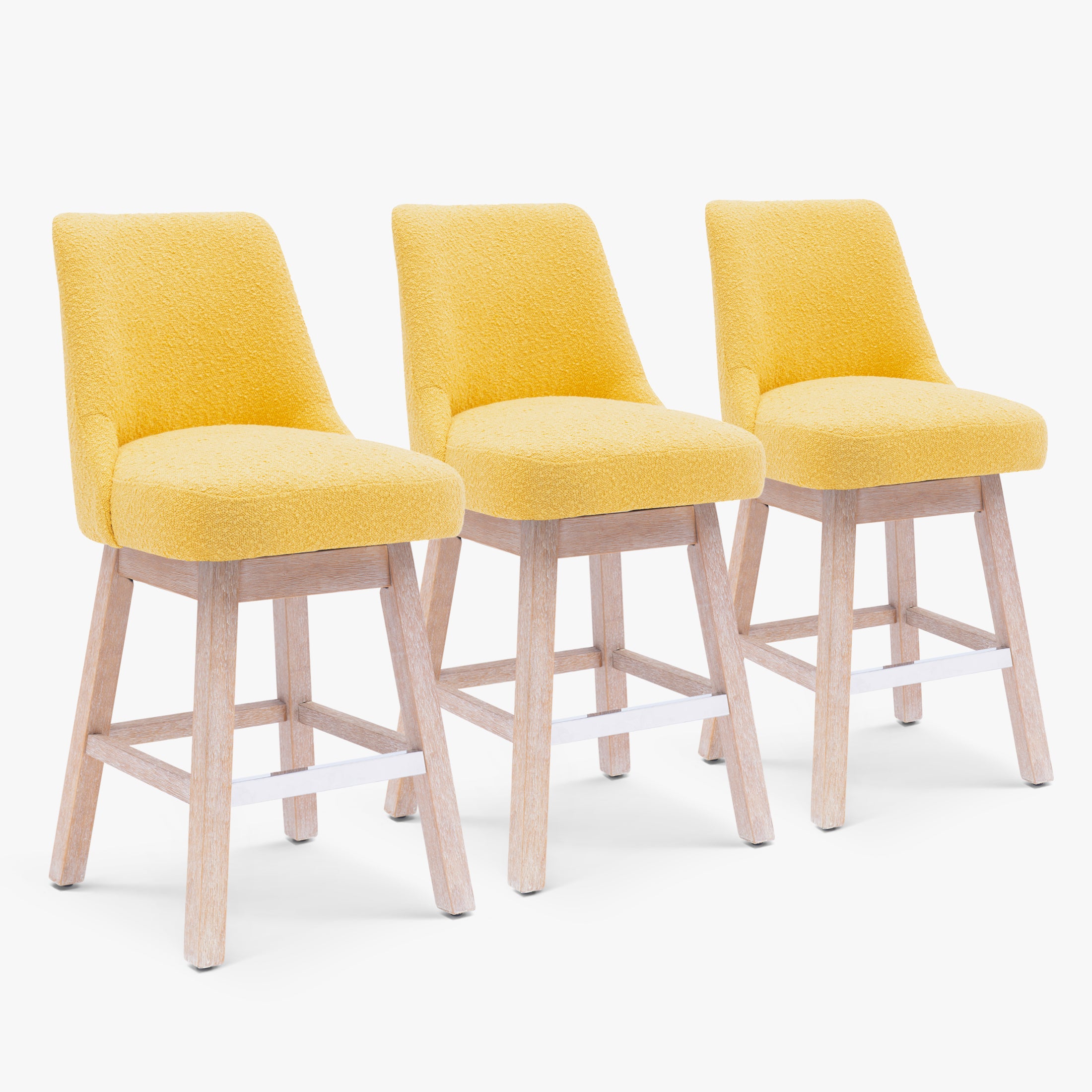 Amélie 26" Upholstered Swivel Counter Height Bar Stools (Set of 3)