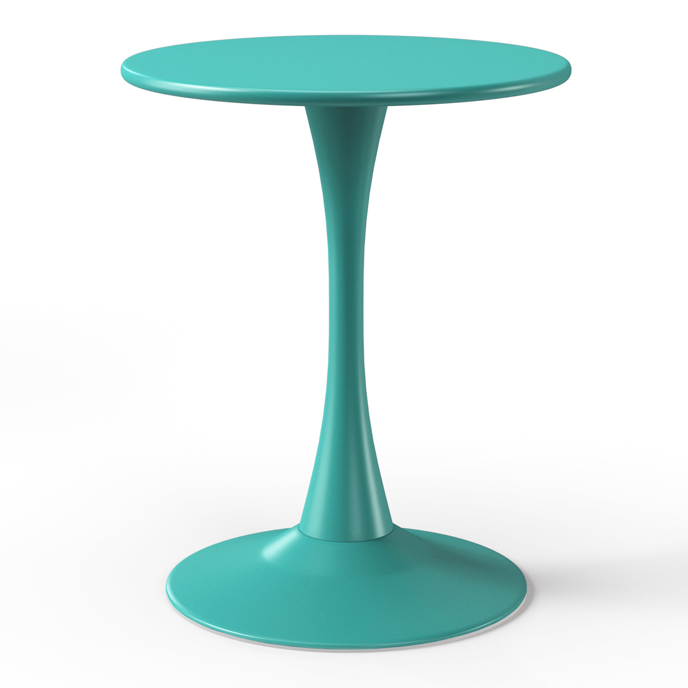 Sunshine 3-Piece Outdoor Round Metal Dining Table Set And Stackable Resin Patio Dining Side Chairs