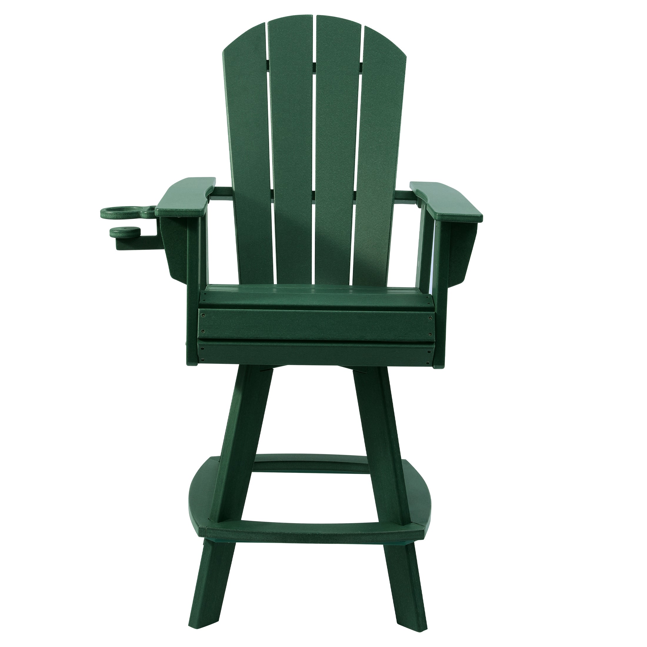 Paradise Outdoor HDPE Swivel Adirondack Bar Height Chair With Cup Holder