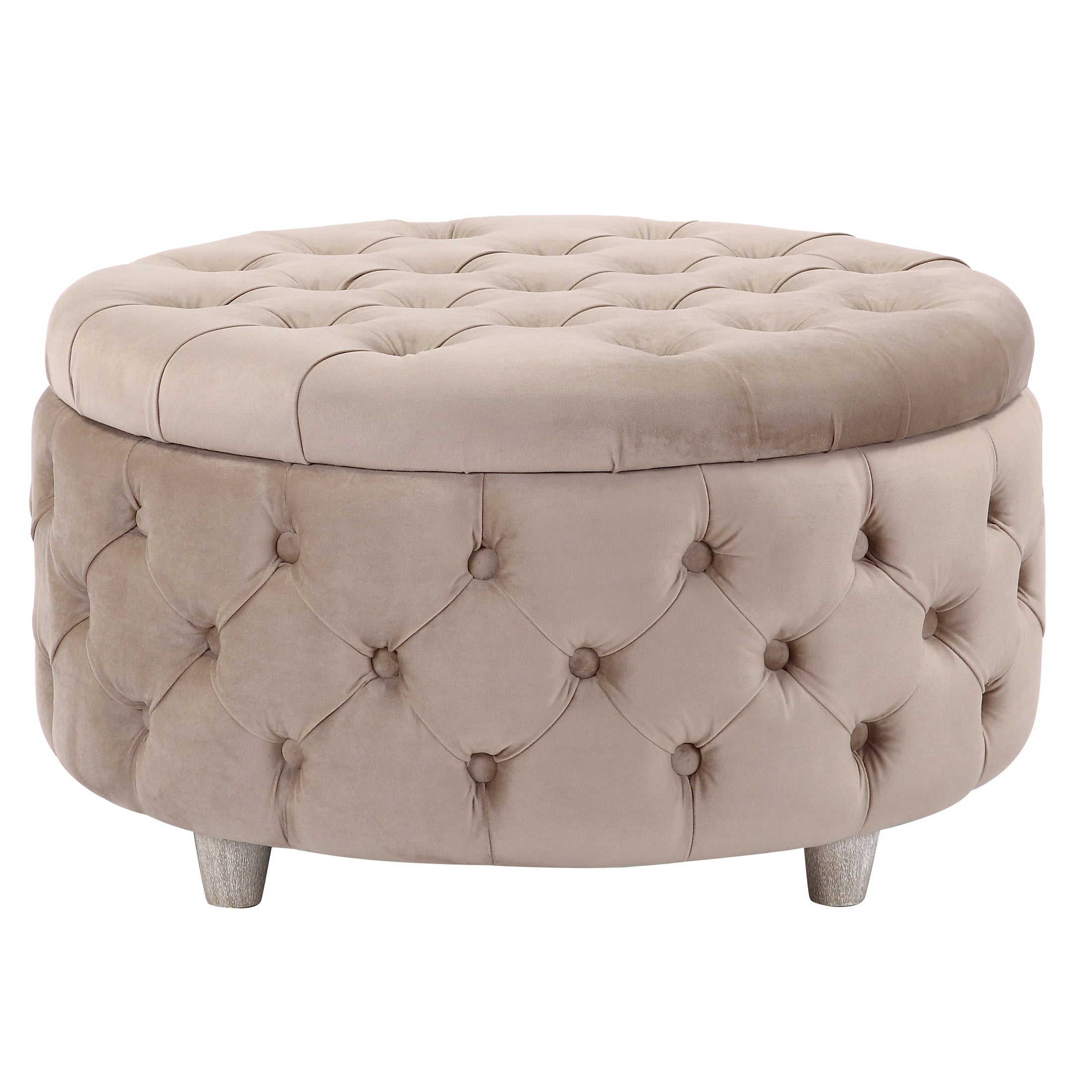 Hank Round Velvet Tufted Storage Ottoman