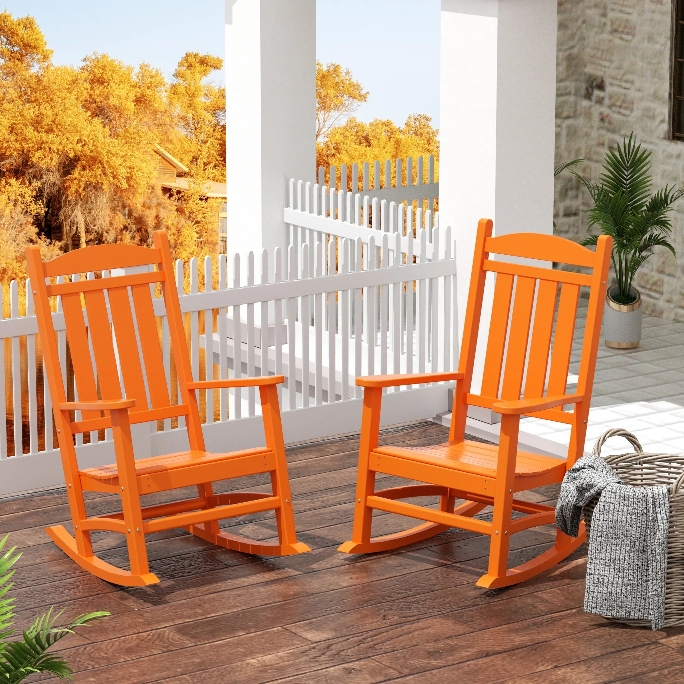 LAKEHOUSE Classic Plastic Outdoor Porch Rocking Chairs (Set of 2
