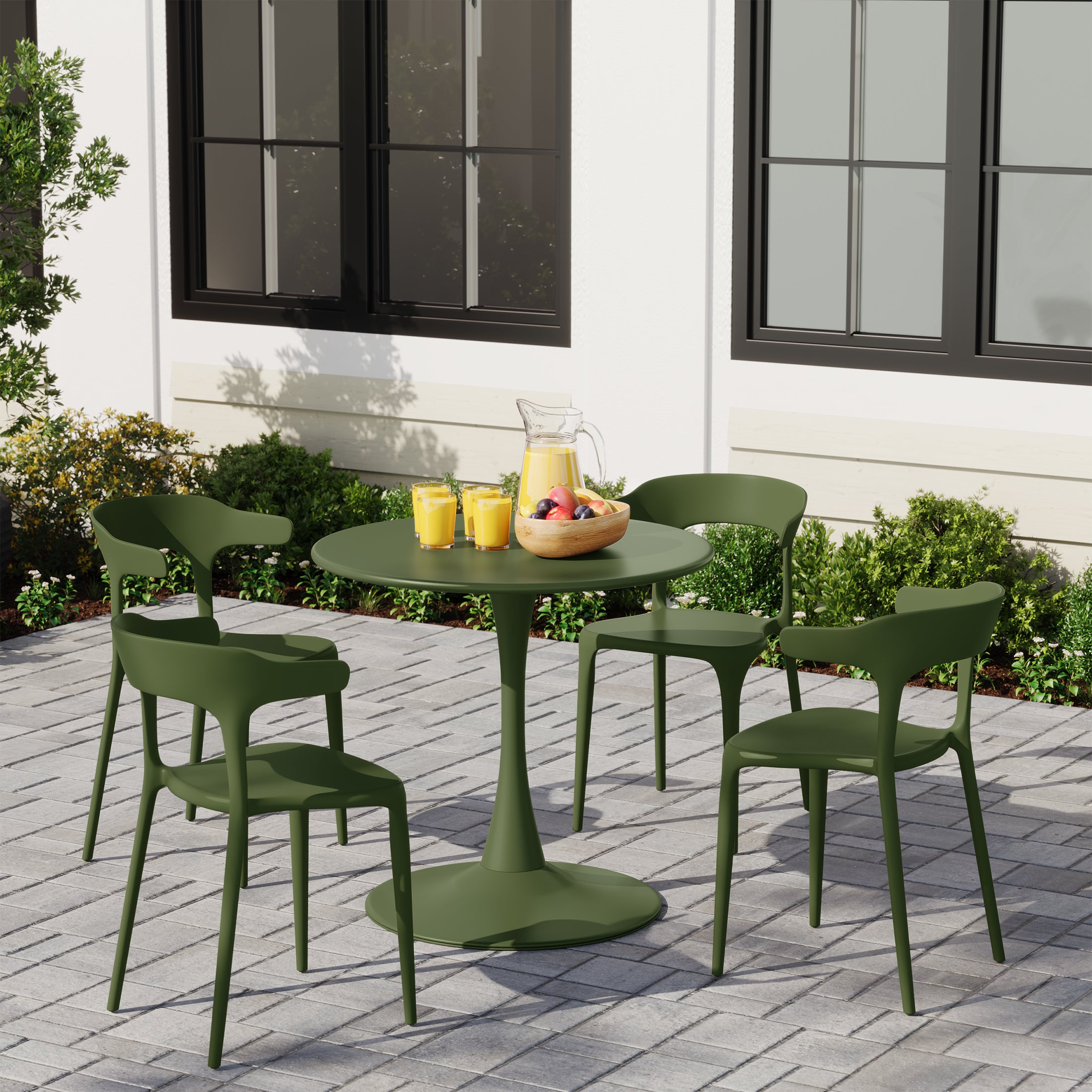 Sunshine Modern Stackable Resin Plastic Patio Dining Chair (Set of 4)