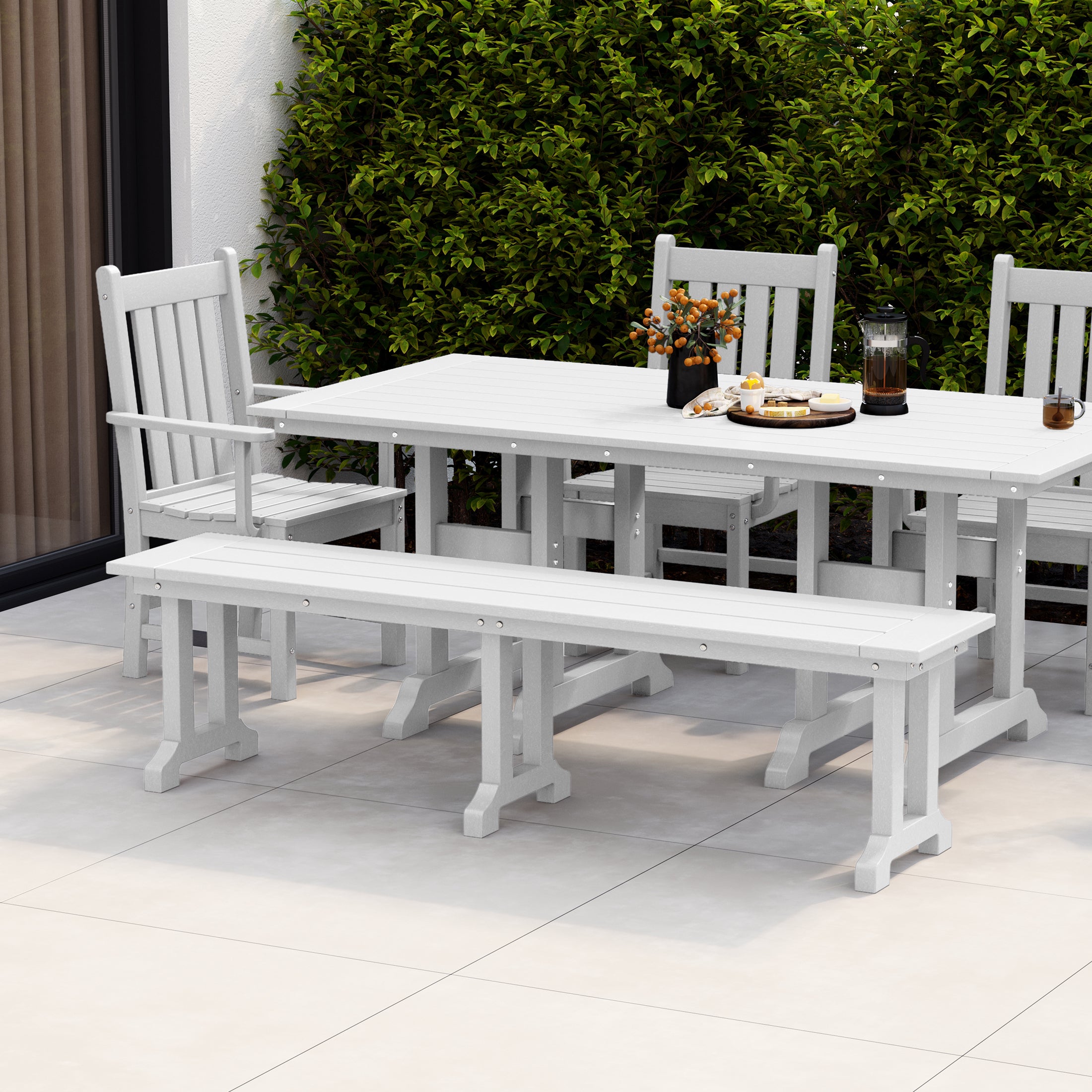 Paradise 65" Outdoor Patio Trestle Dining Bench