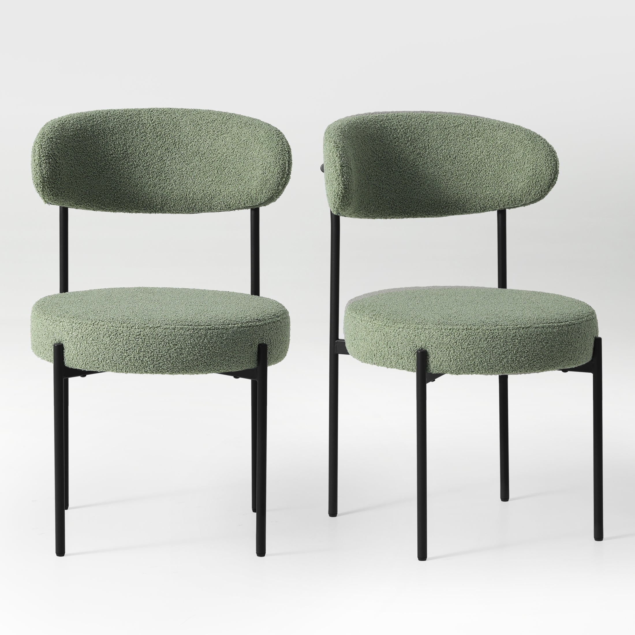 Celine Mid-Century Modern Upholstered Sherpa Round Dining Chairs (Set of 2)